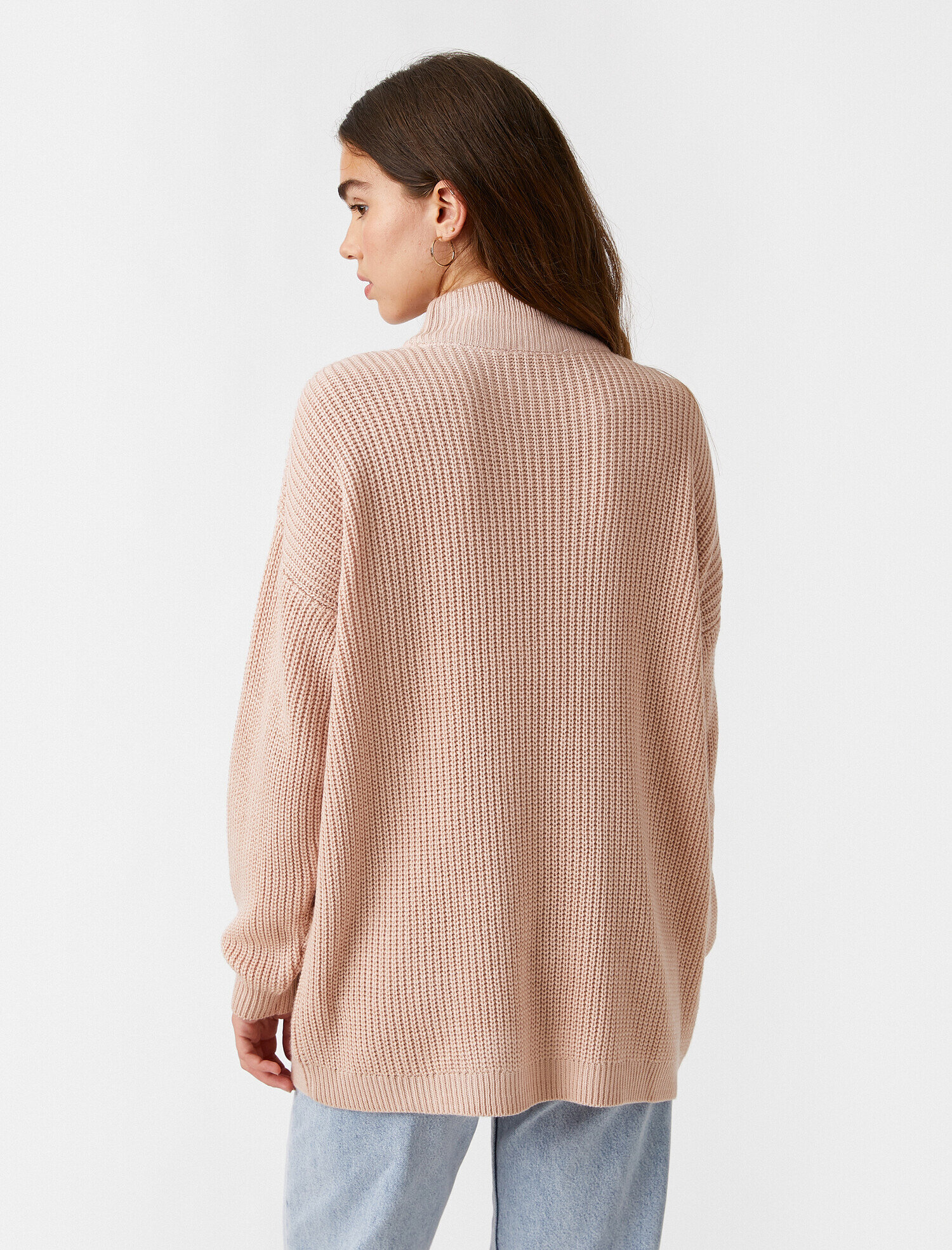   Balıkçı Yaka Oversize Kazak Triko Kaşmir Dokulu