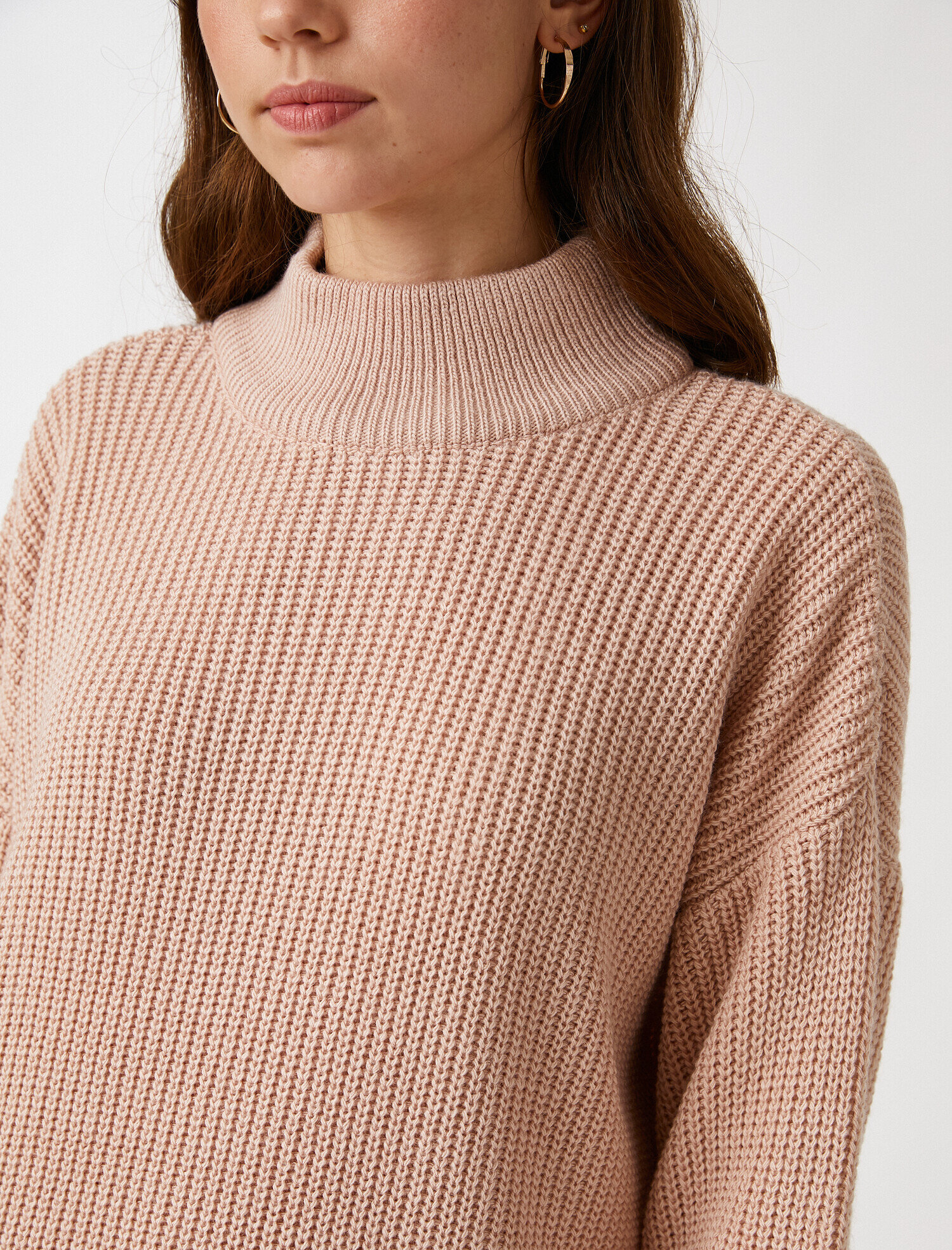   Balıkçı Yaka Oversize Kazak Triko Kaşmir Dokulu