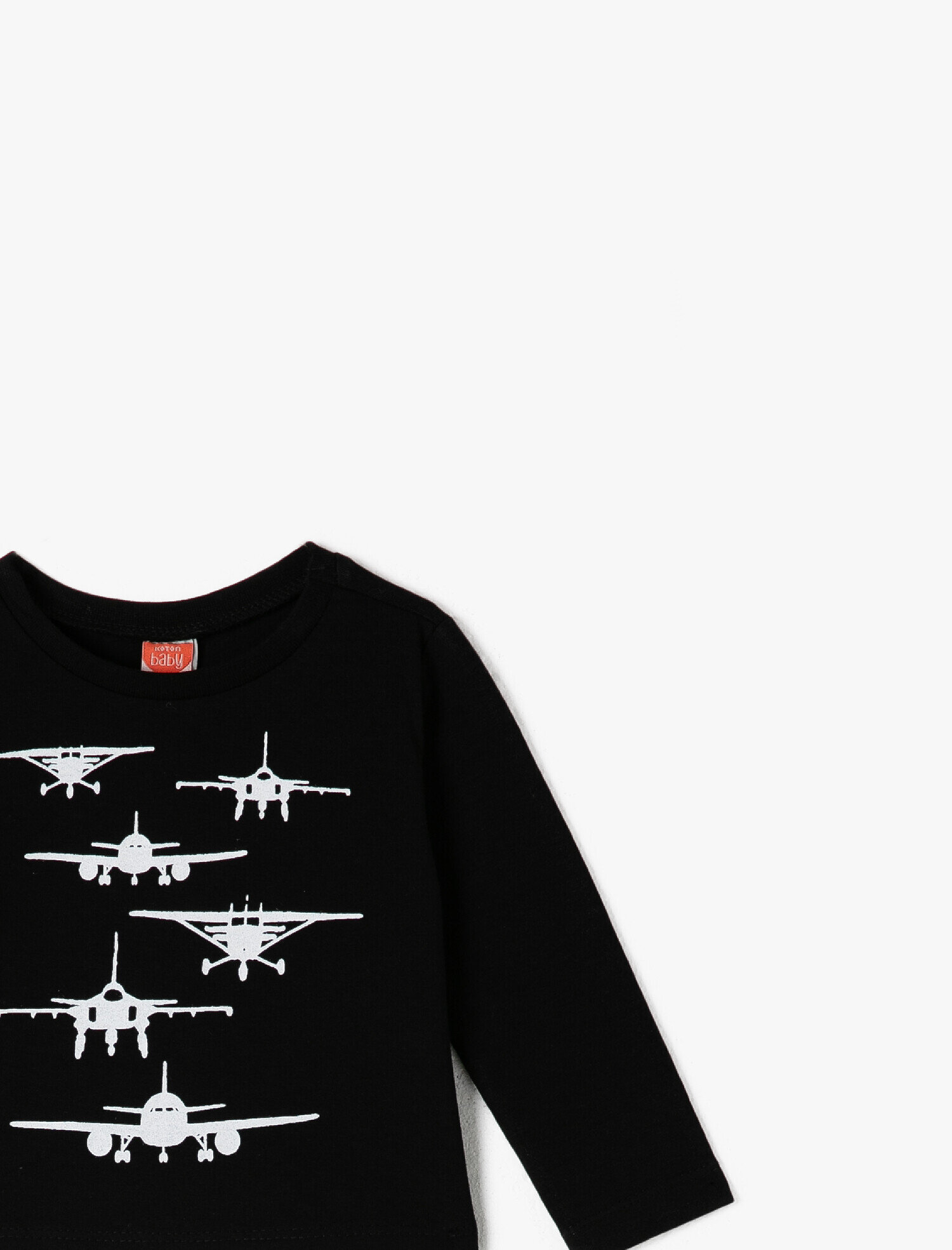  Erkek Bebek Baskılı Tişört Uzun Kollu Bisiklet Yaka