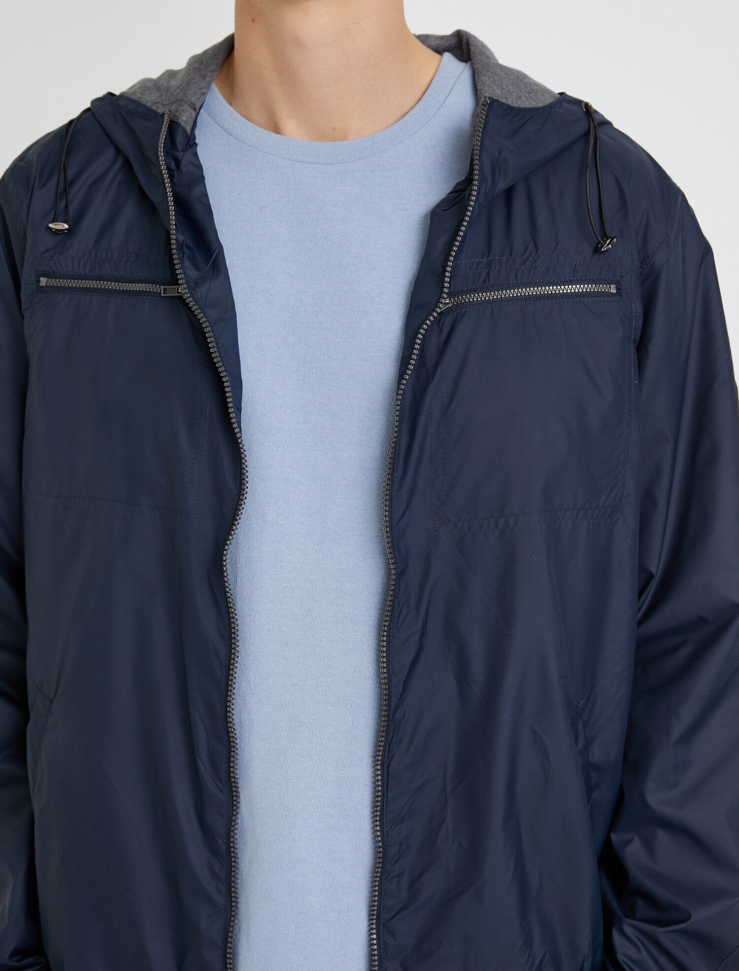   Kapüşonlu Mont Cepli Fermuarlı