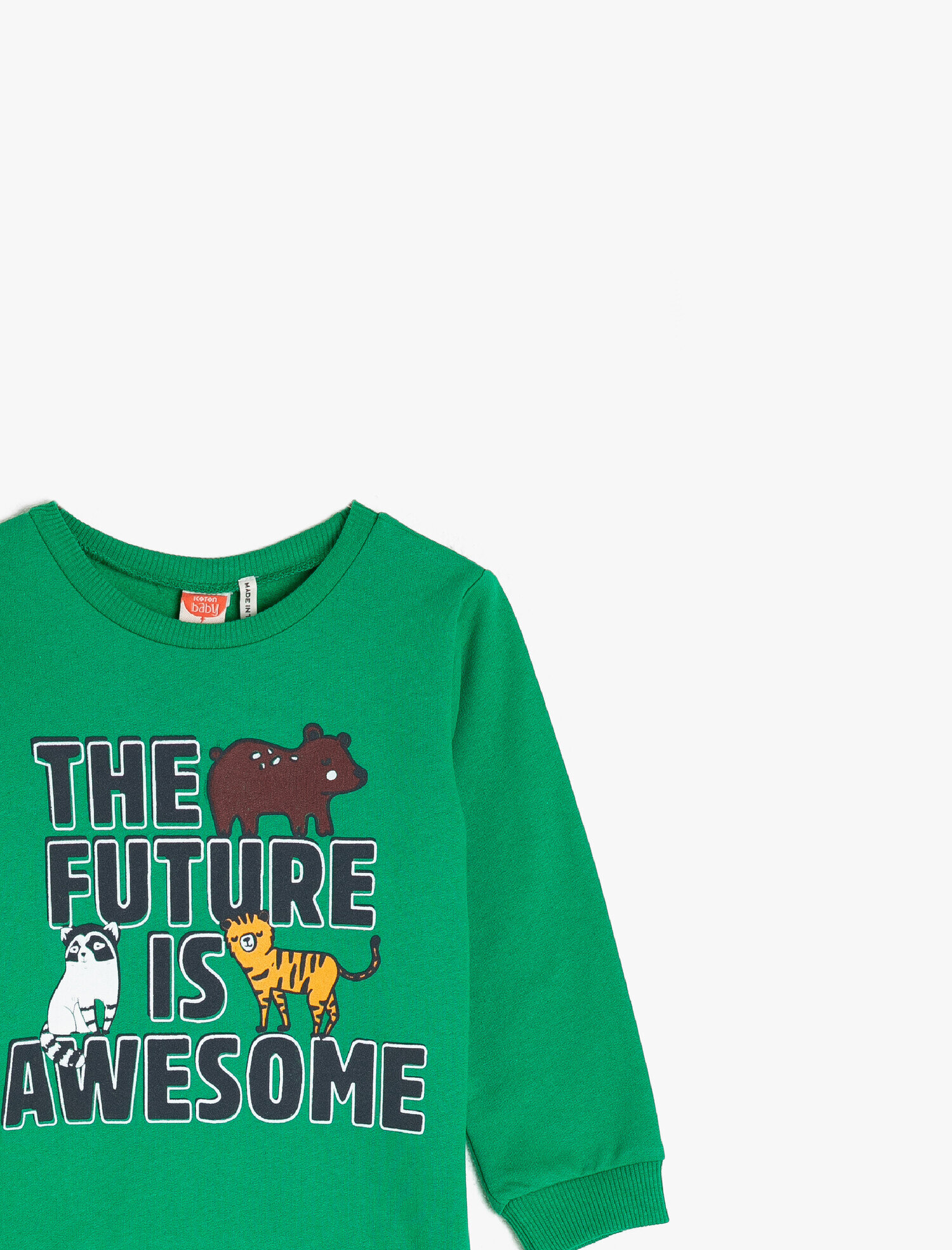  Erkek Bebek Pamuklu Baskılı Bisiklet Yaka Sweatshirt