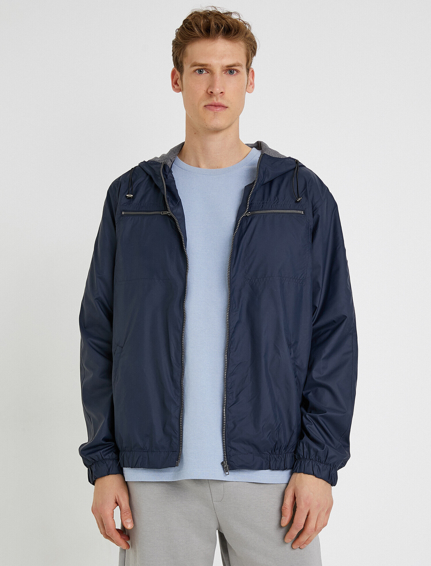   Kapüşonlu Mont Cepli Fermuarlı