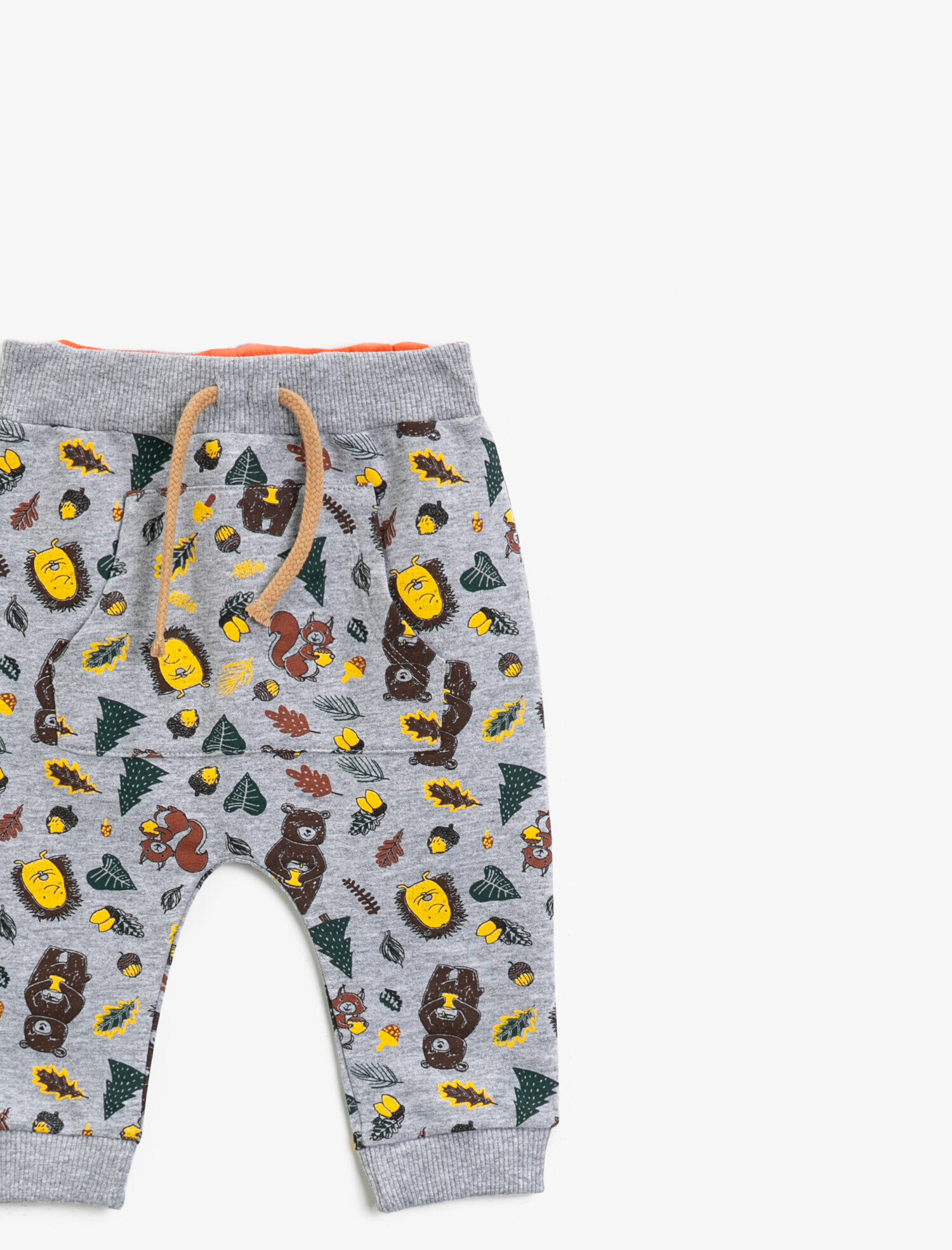  Erkek Bebek Eşofman Altı Pamuklu Baskılı Kanguru Cepli