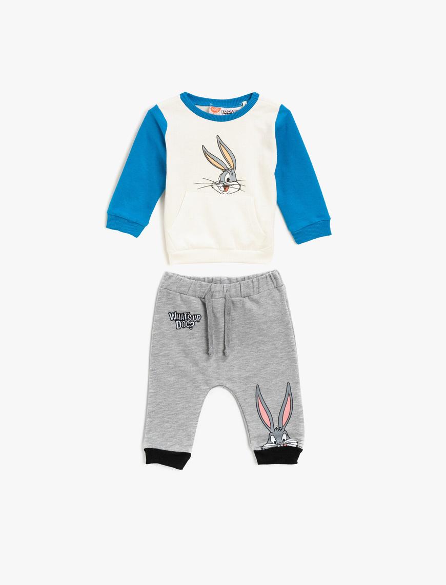  Erkek Bebek Bugs Bunny Lisanslı Baskılı Beli Bağlamalı Eşofman Altı