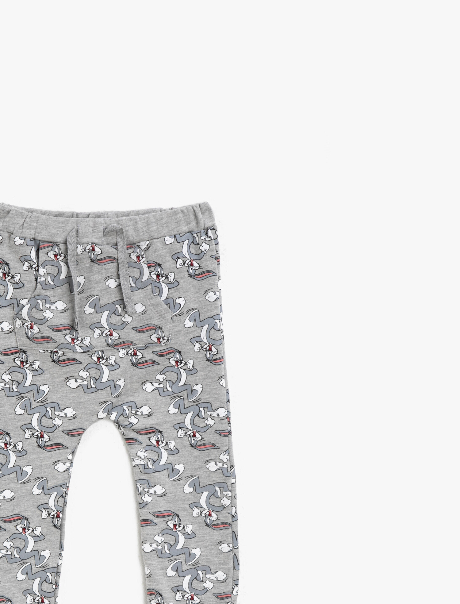  Erkek Bebek Bugs Bunny Lisanslı Baskılı Kanguru Cepli Eşofman Altı