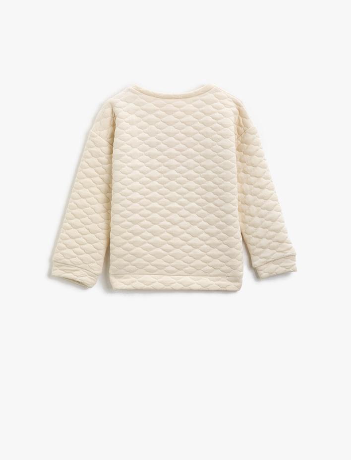 Kız Bebek Pullu İşlemeli Bisiklet Yaka Sweatshirt