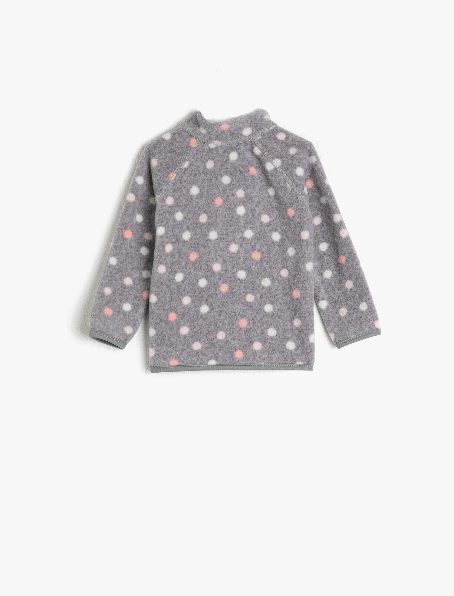  Kız Bebek Puantiyeli Polar Fermuarlı Sweatshirt