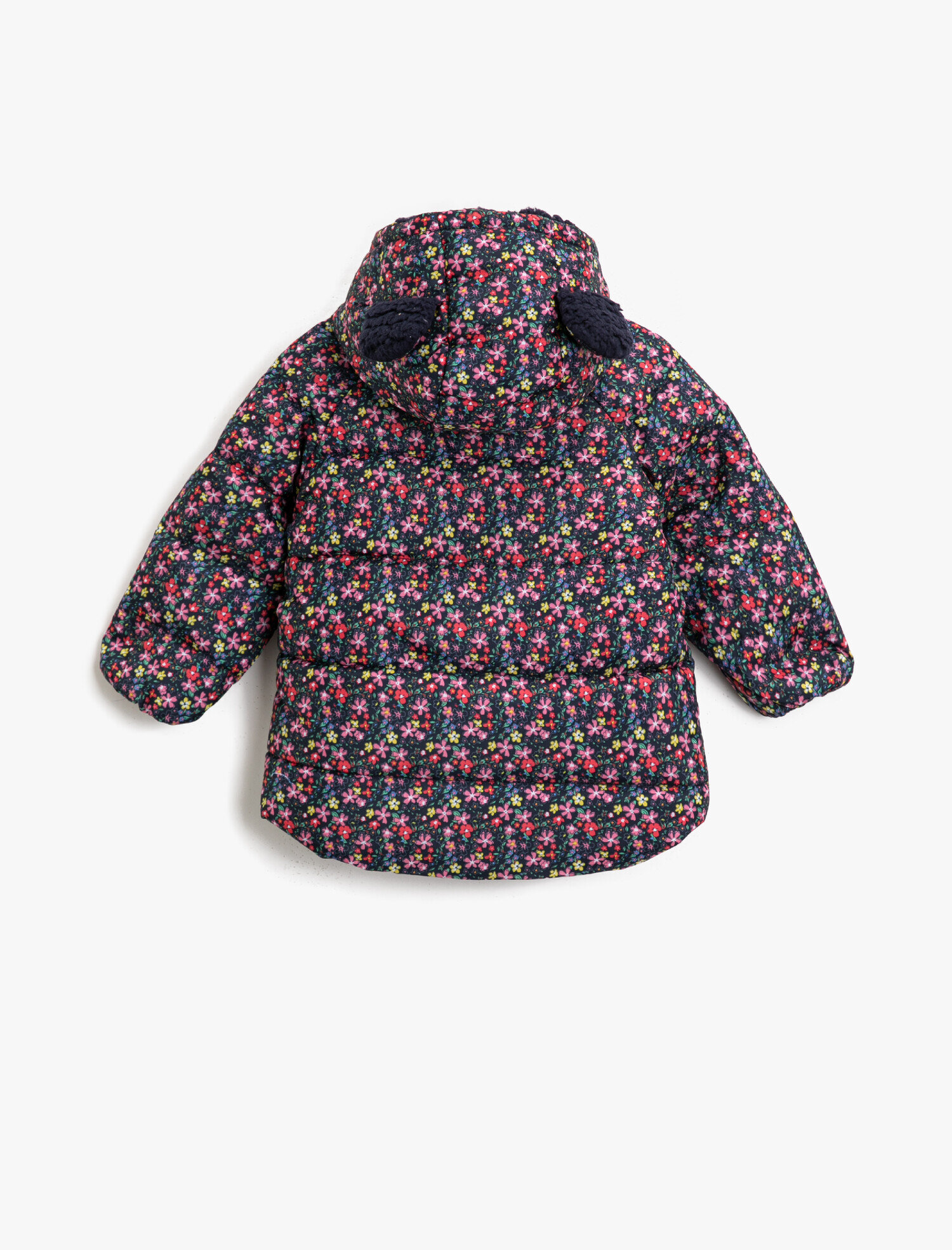  Kız Bebek Çiçekli Kapüşonlu Şişme Mont