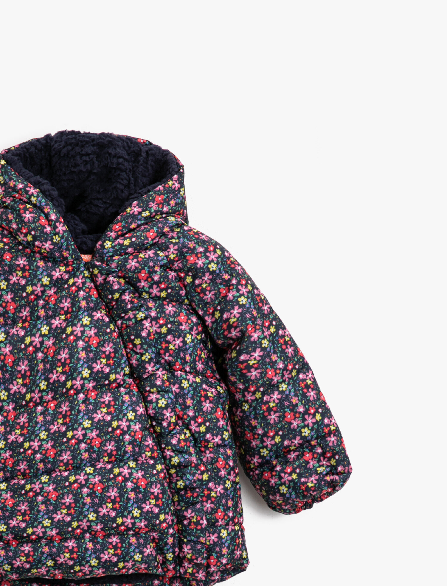  Kız Bebek Çiçekli Kapüşonlu Şişme Mont