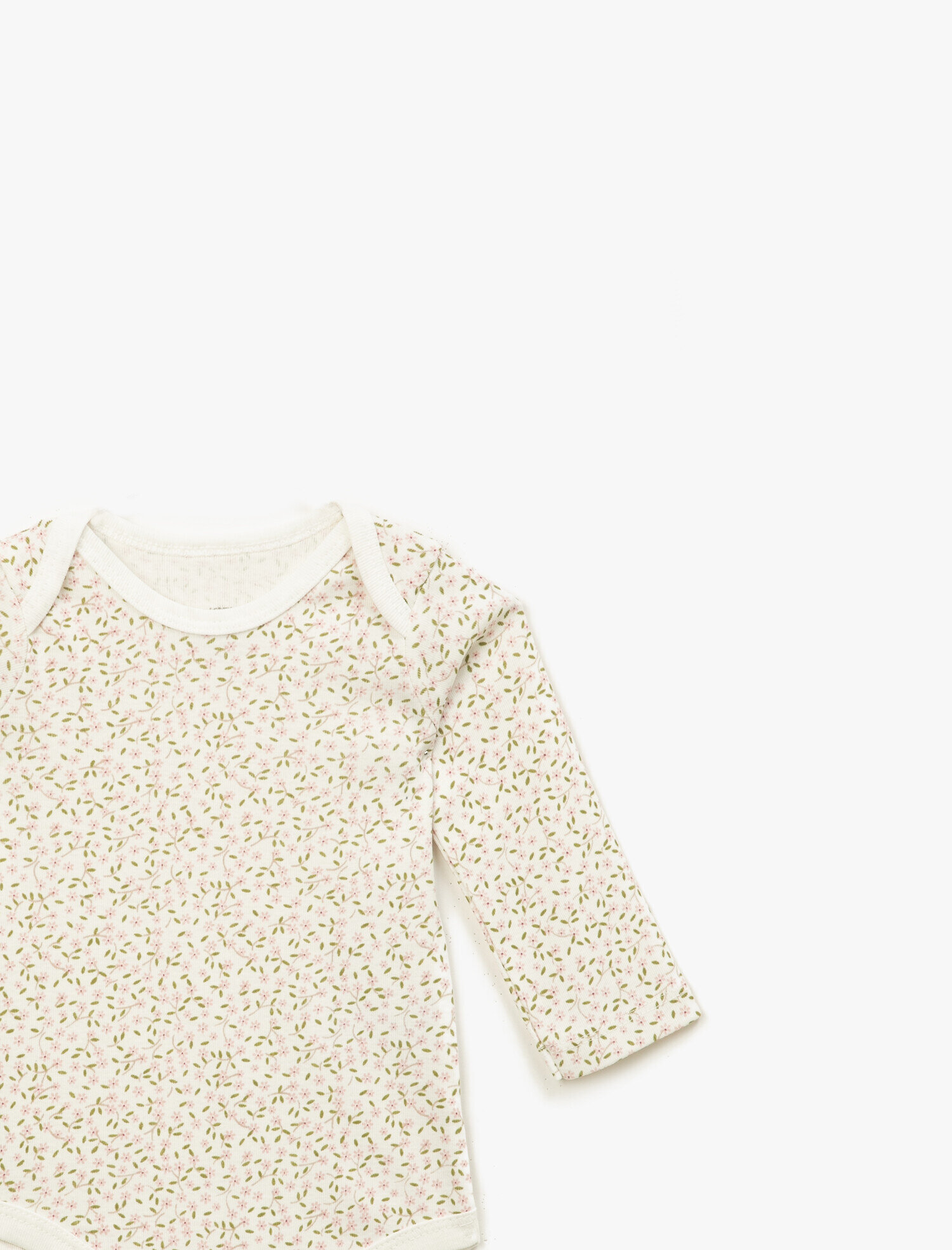  Kız Bebek Pamuklu Çiçekli Uzun Kollu Çıtçıtlı Body