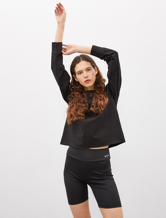  Bisiklet Yaka Sweatshirt Uzun Kollu Pamuklu