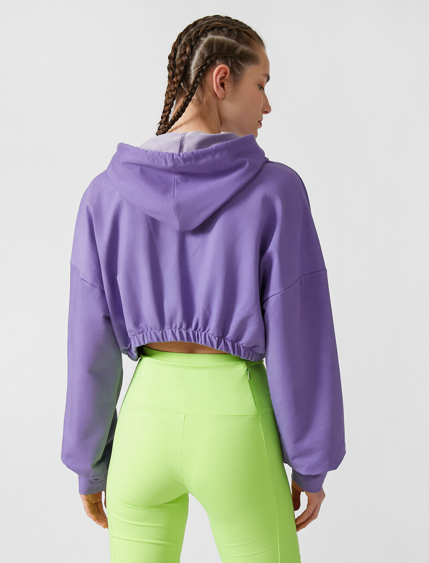   Crop Sweatshirt Kapüşonlu Pamuklu