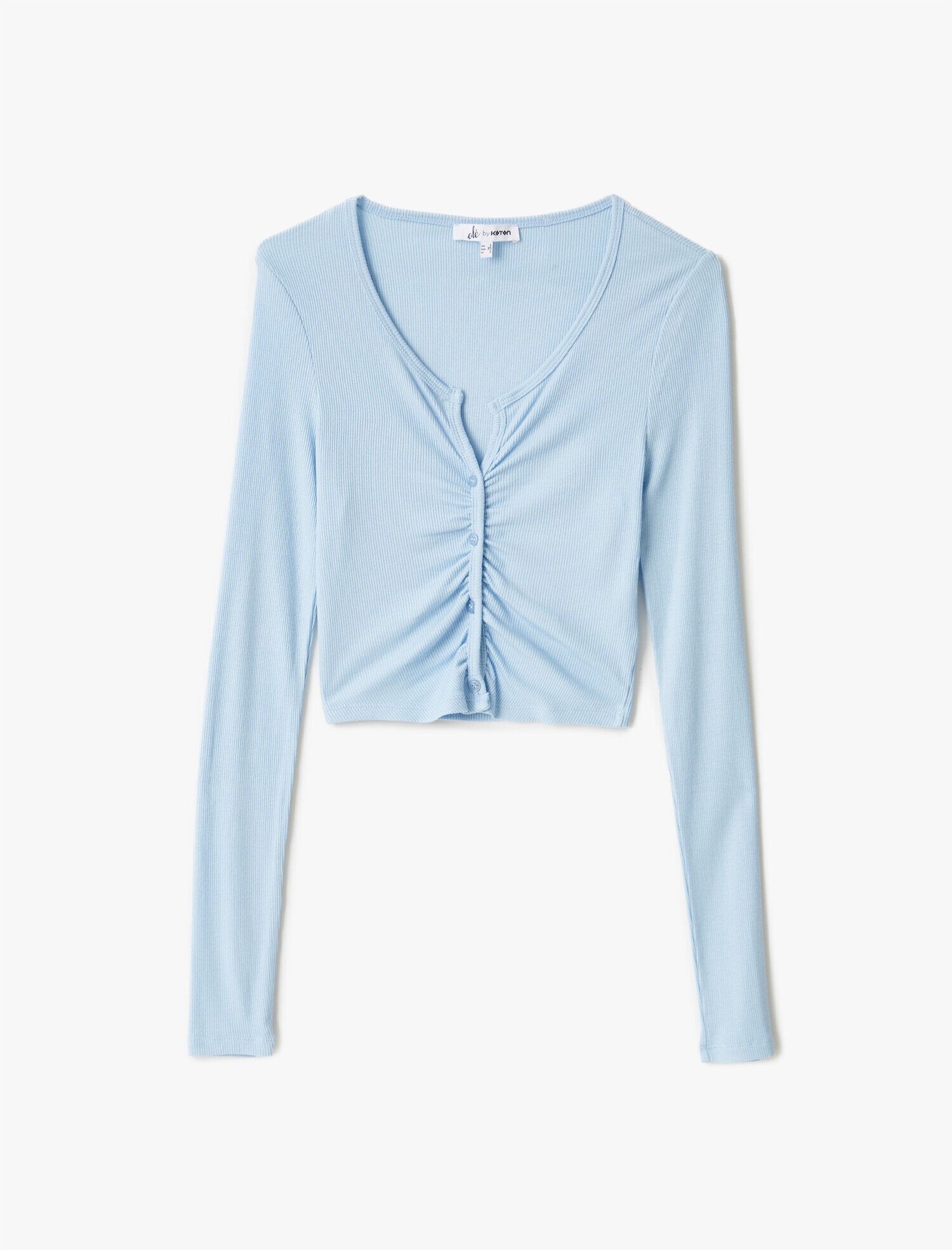   Uzun Kollu Tişört Crop Büzgülü