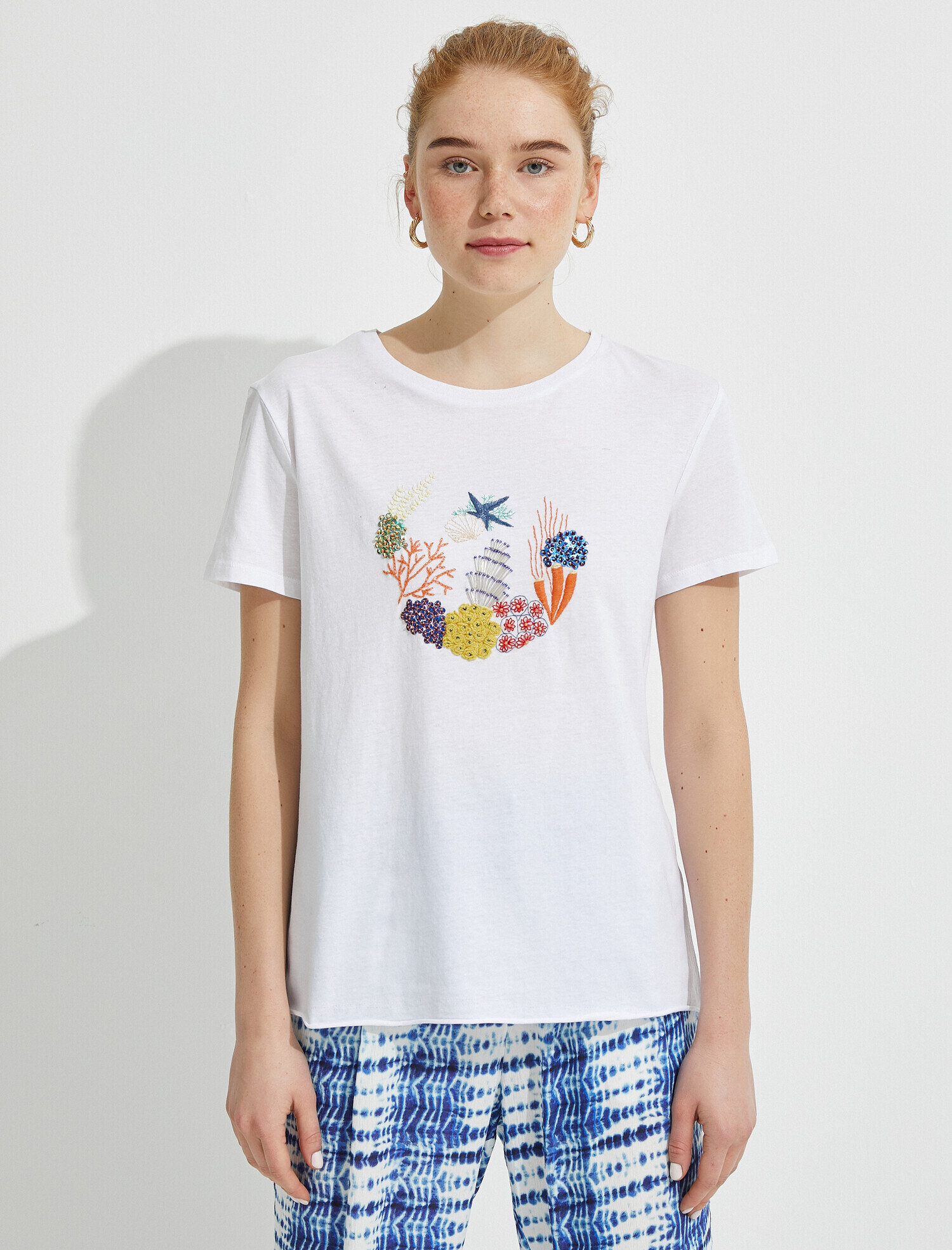   Baskılı Tişört Bisiklet Yaka Kısa Kollu Pamuklu