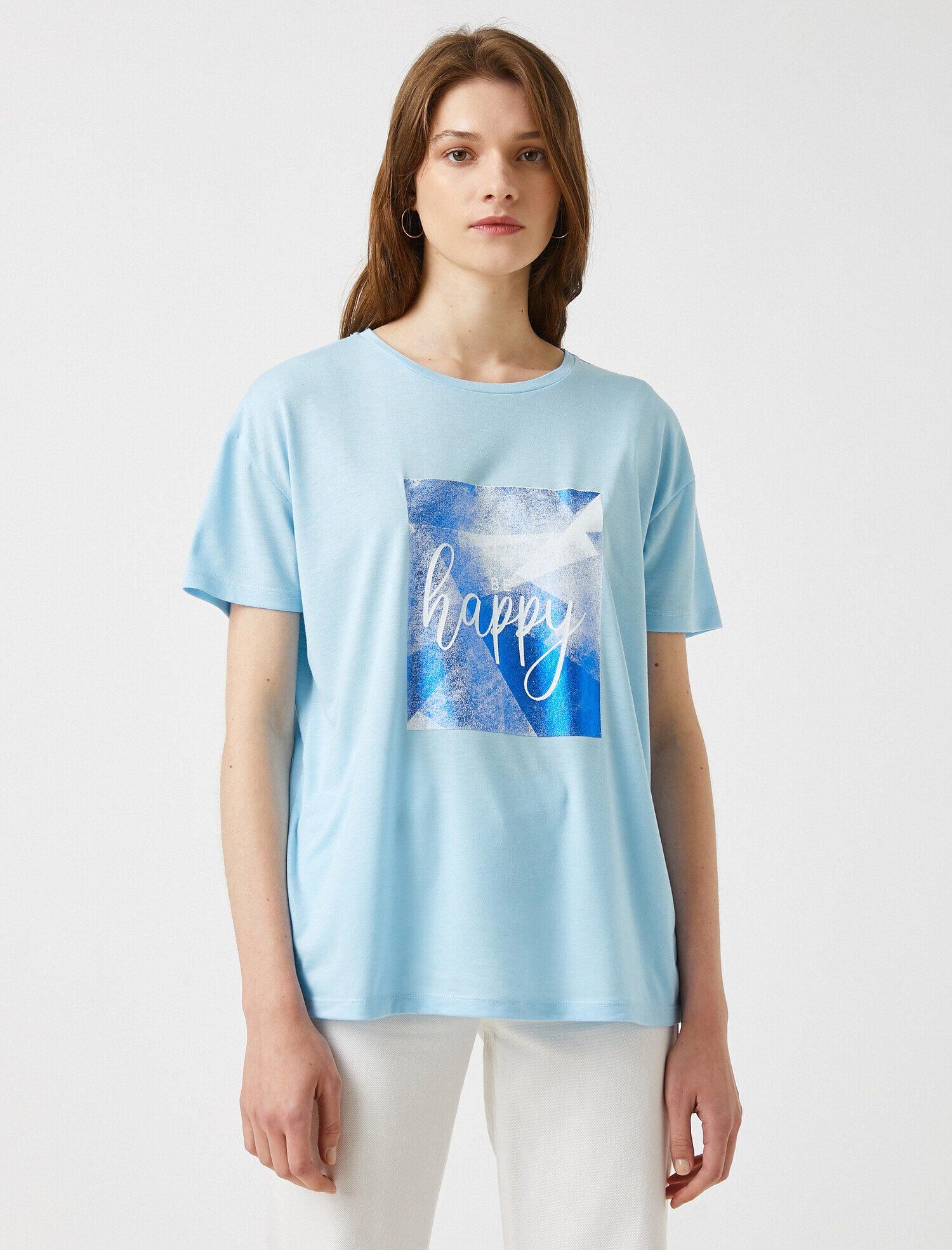   Baskılı Tişört Bisiklet Yaka