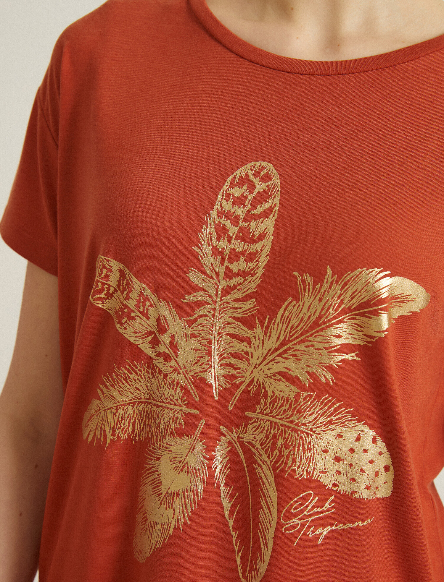   Baskılı Tişört Metalik Bisiklet Yaka Oversize