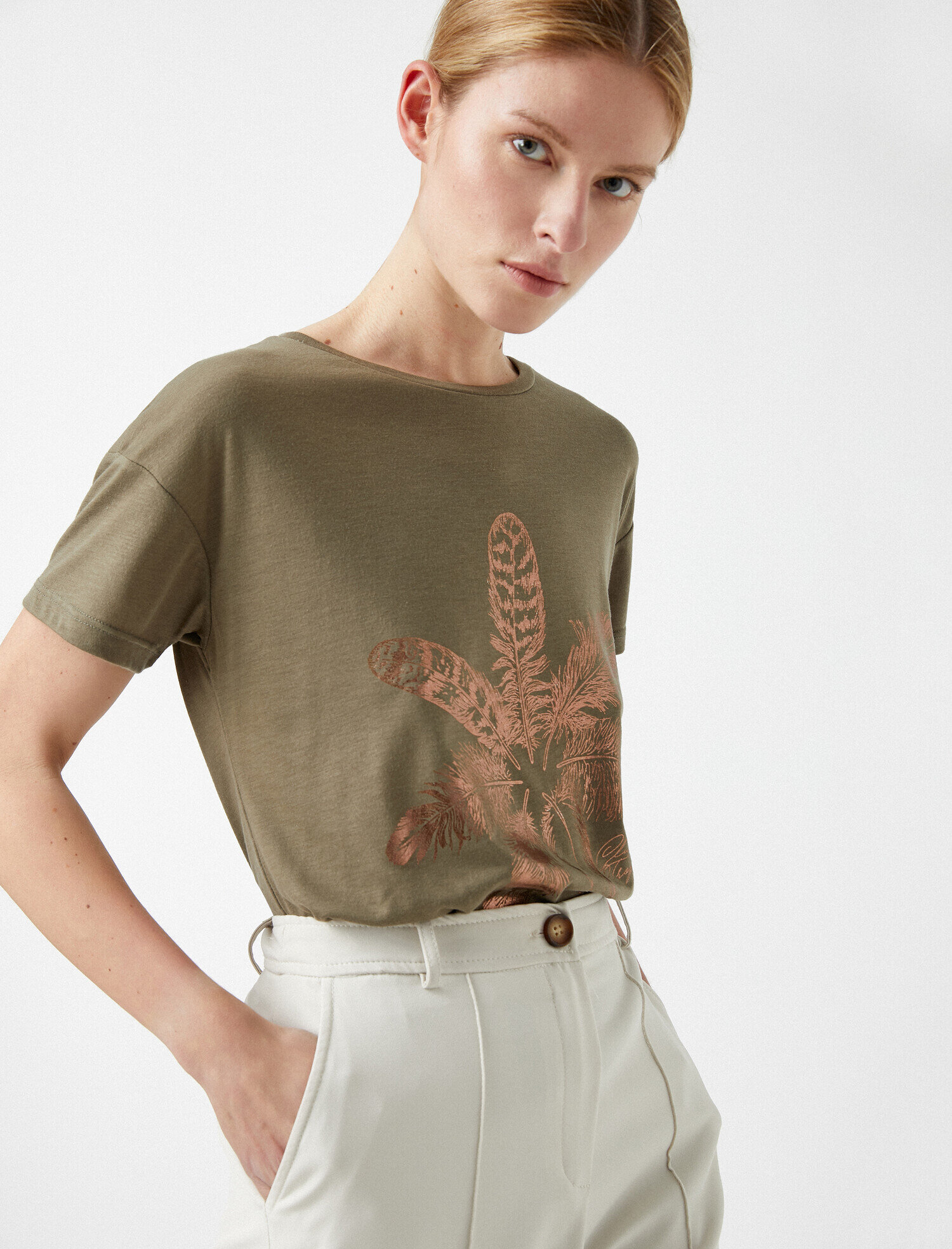   Baskılı Tişört Metalik Bisiklet Yaka Oversize