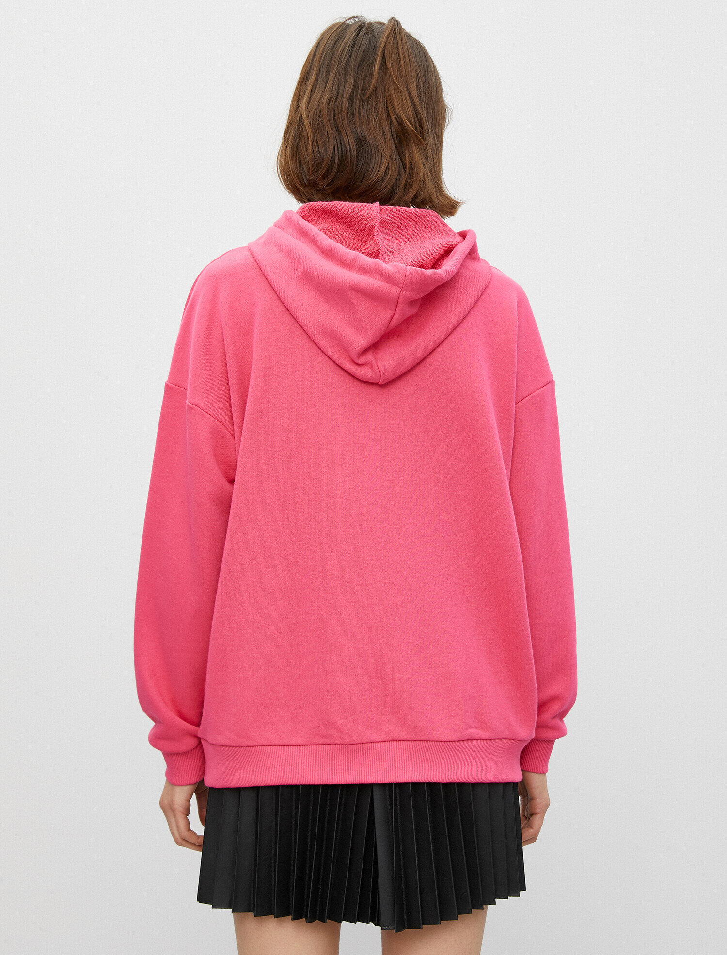   Pamuklu Kapüşonlu Yazılı Baskılı Sweatshirt Oversize