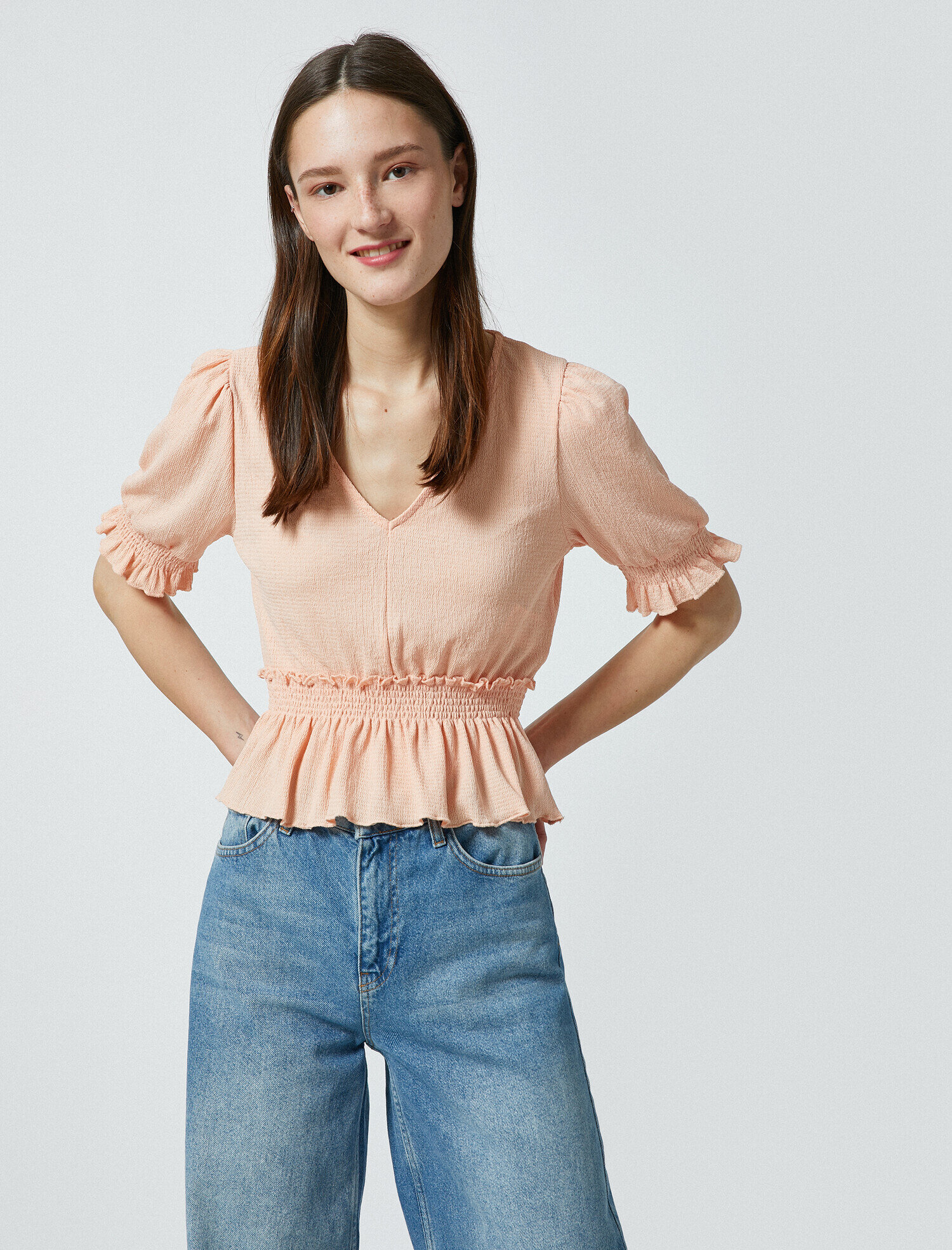   Prenses Kol Fırfırlı Bluz