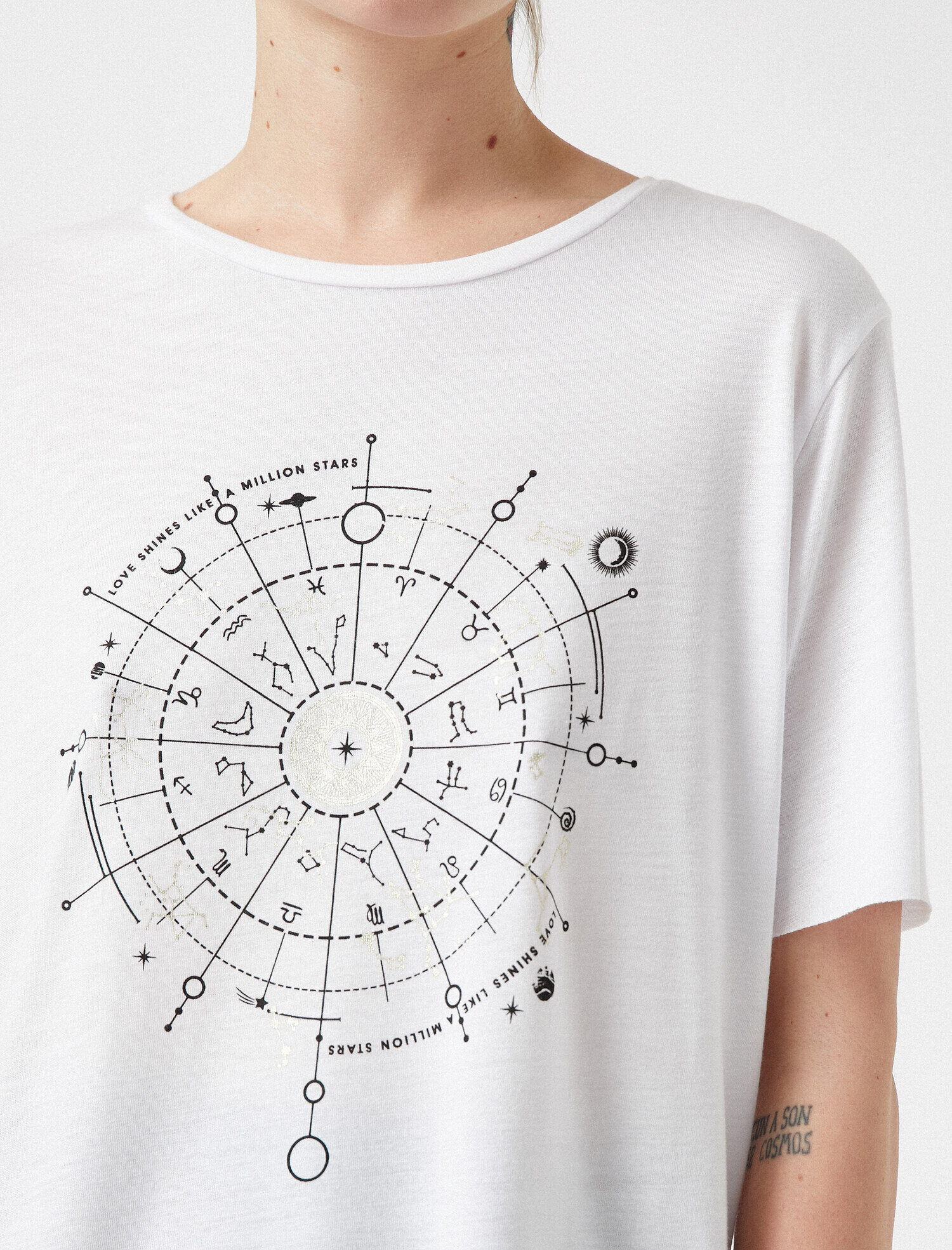   Baskılı Tişört Bisiklet Yaka Kısa Kollu Oversize