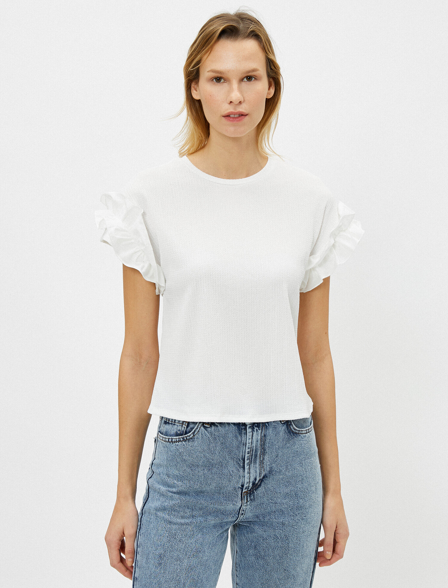   Fırfırlı Tişört Kısa Kollu