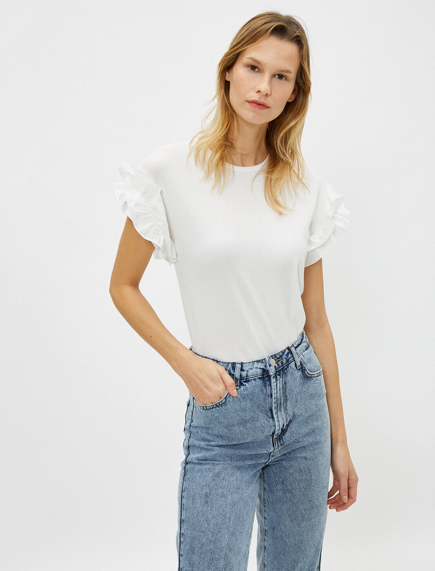   Fırfırlı Tişört Kısa Kollu