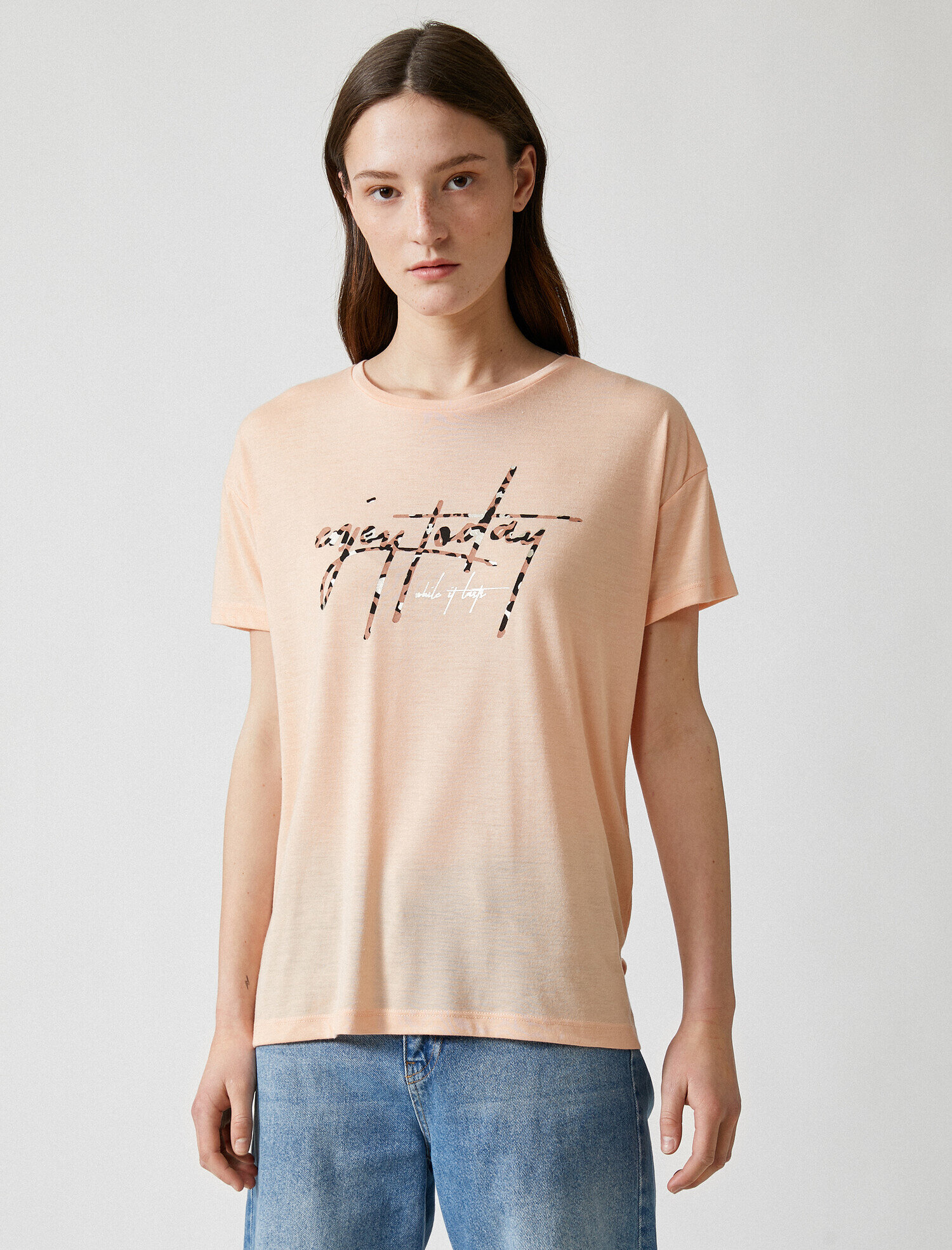   Slogan Tişört Bisiklet Yaka