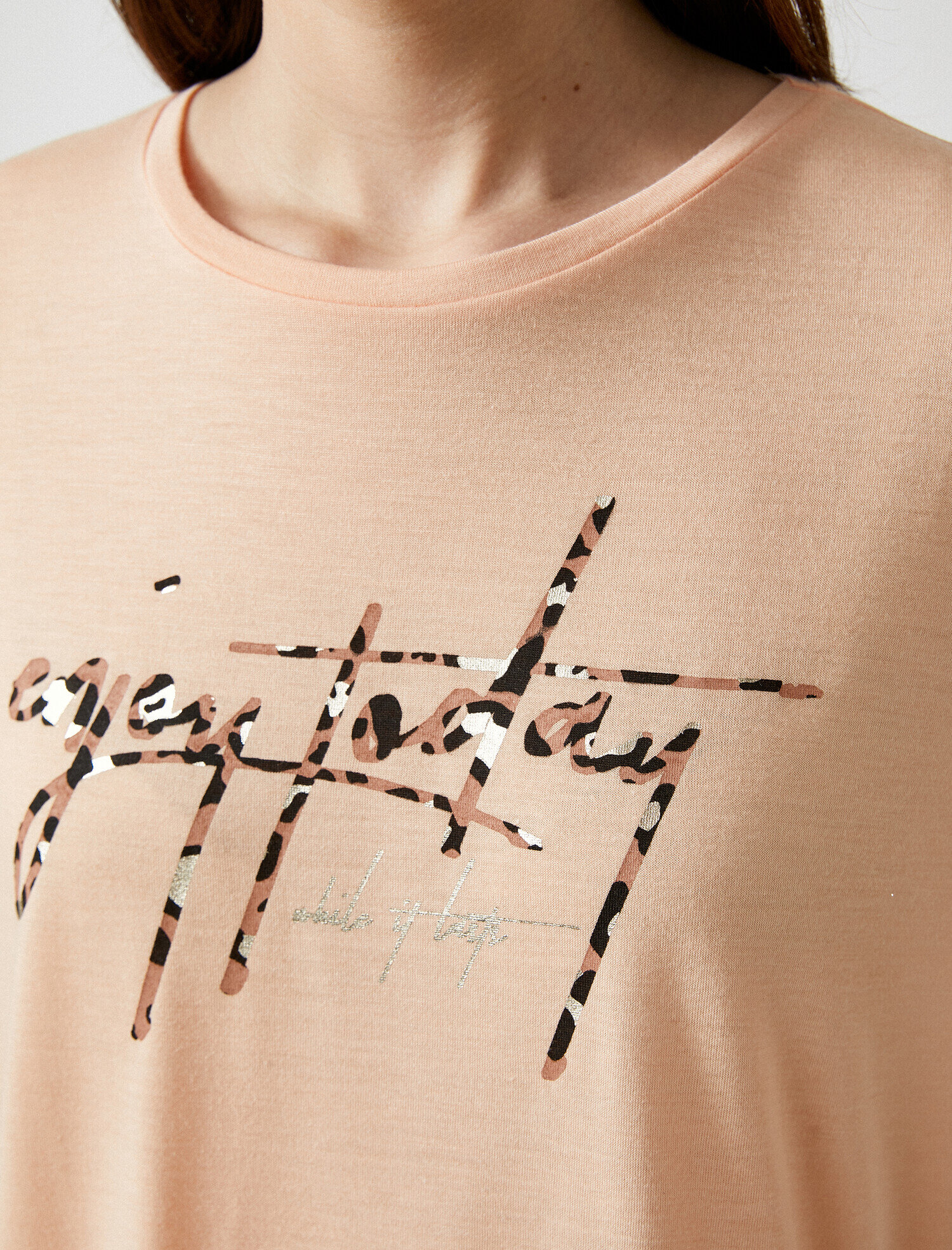   Slogan Tişört Bisiklet Yaka