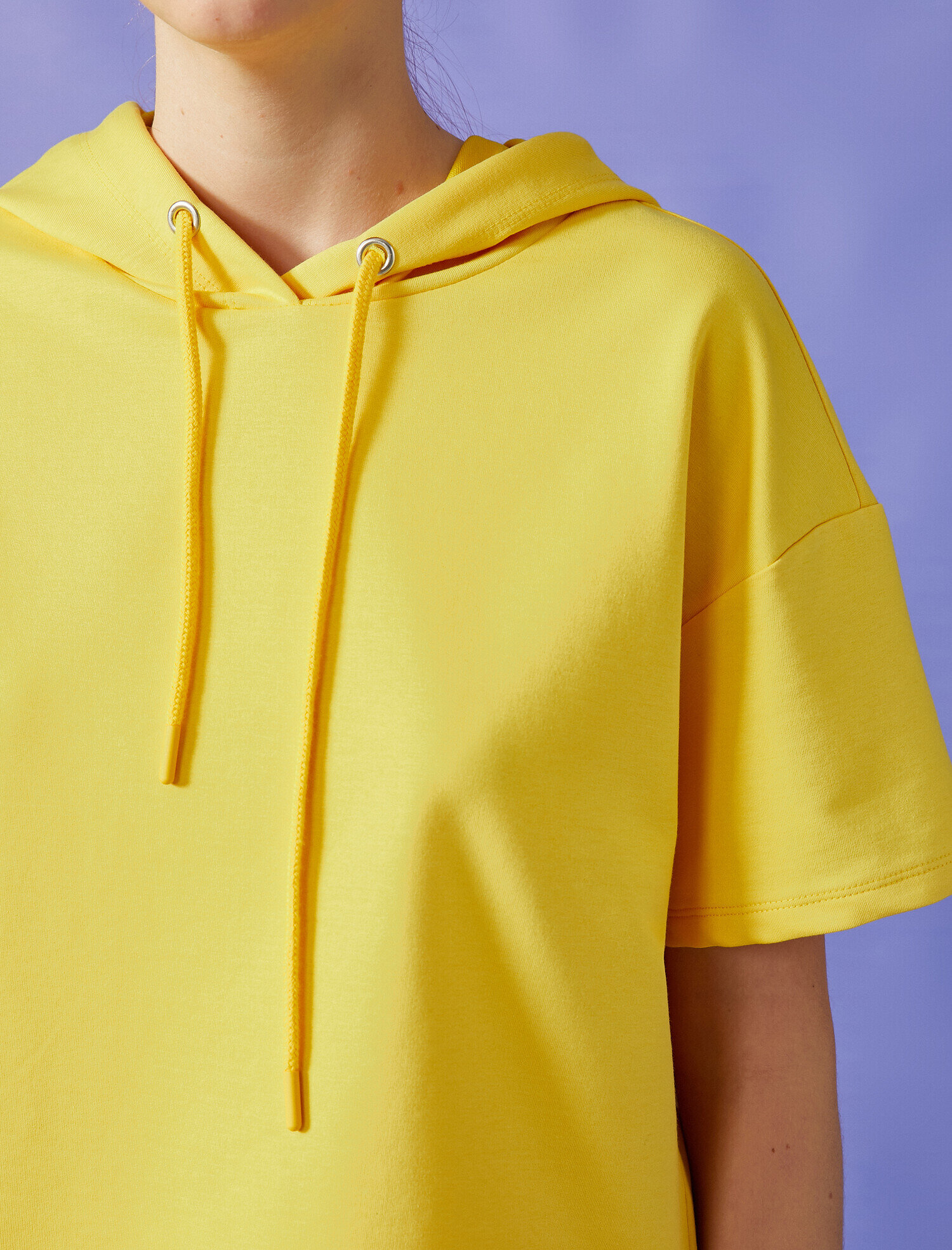   Kısa Kollu Sweatshirt Kapüşonlu Oversize