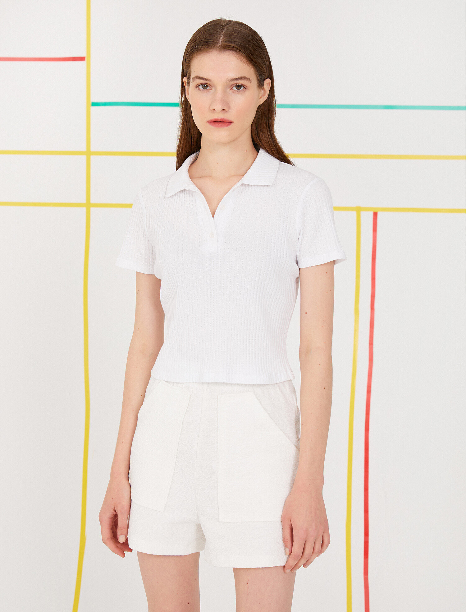   Polo Yaka Tişört Fitilli Pamuklu