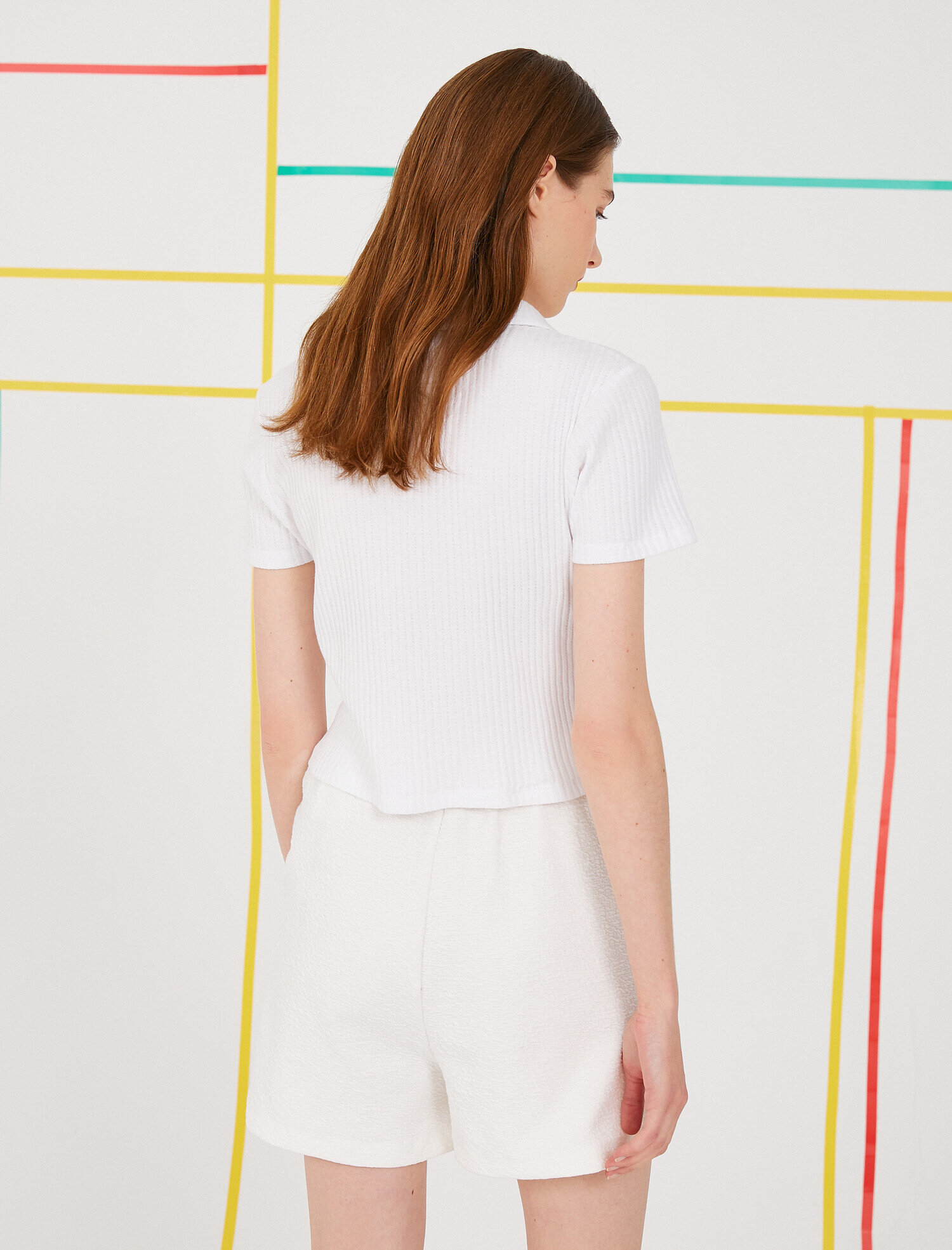   Polo Yaka Tişört Fitilli Pamuklu