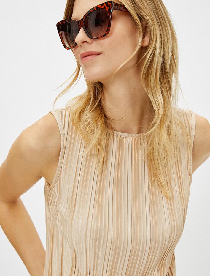  Bisiklet Yaka Atlet Pileli Tanktop