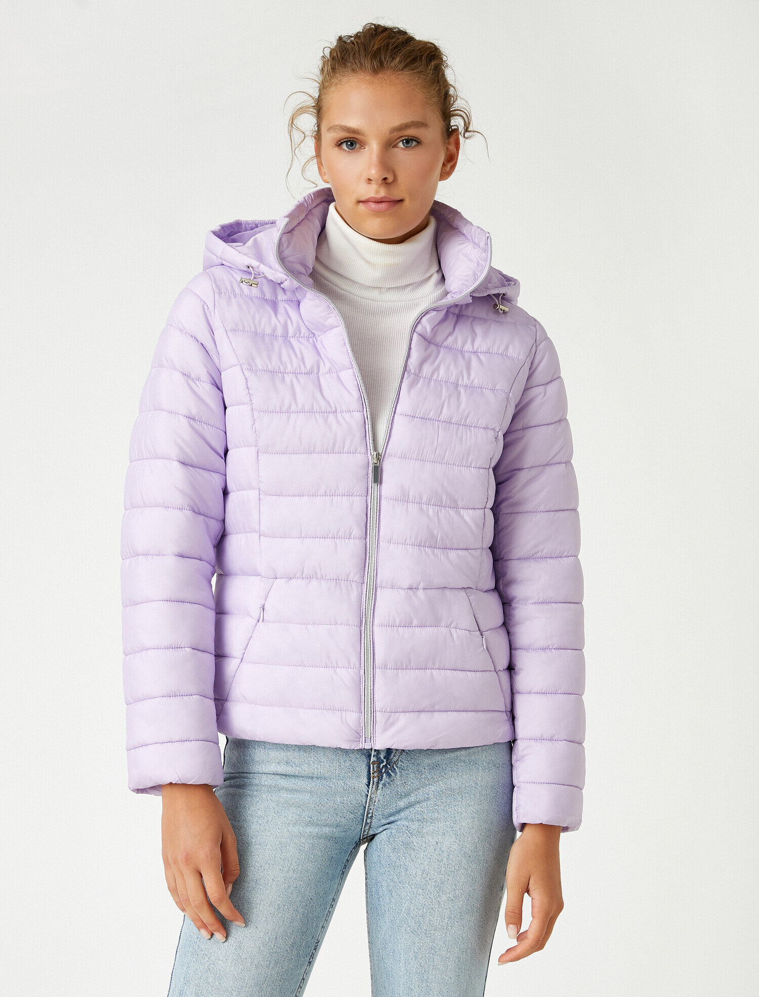   Kapüşonlu Fermuarlı Şişme Ceket