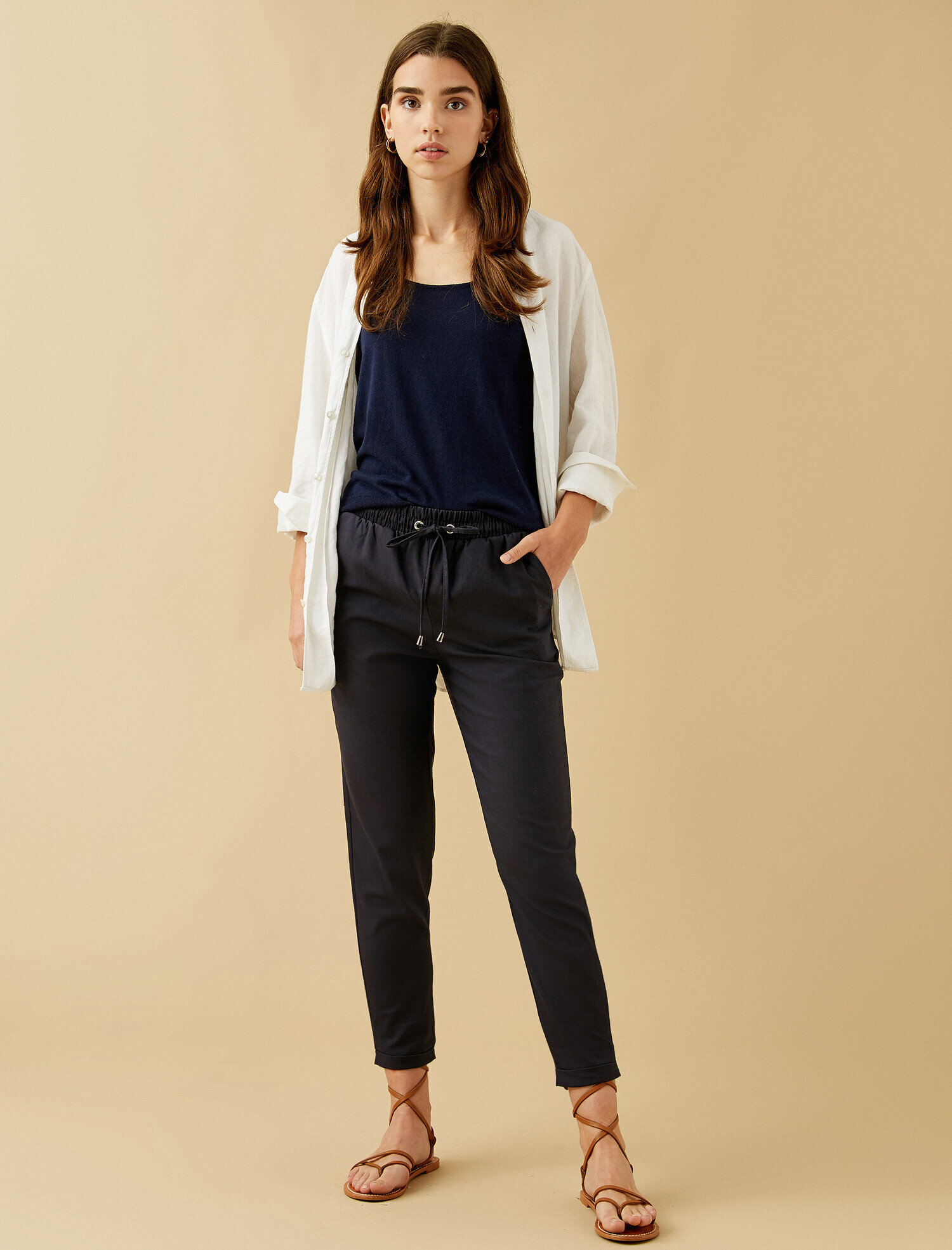   Keten Pantolon Belden Bağlamalı