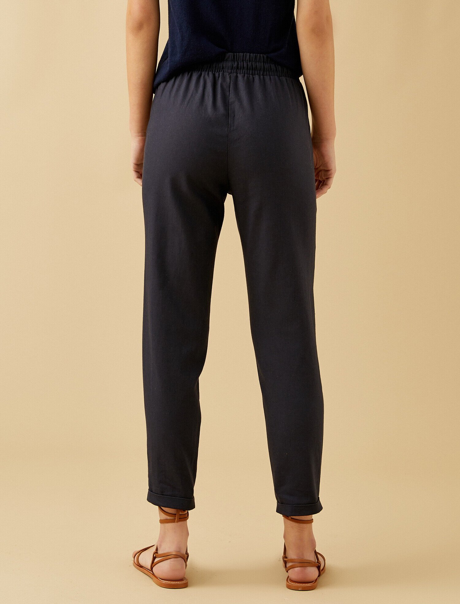   Keten Pantolon Belden Bağlamalı