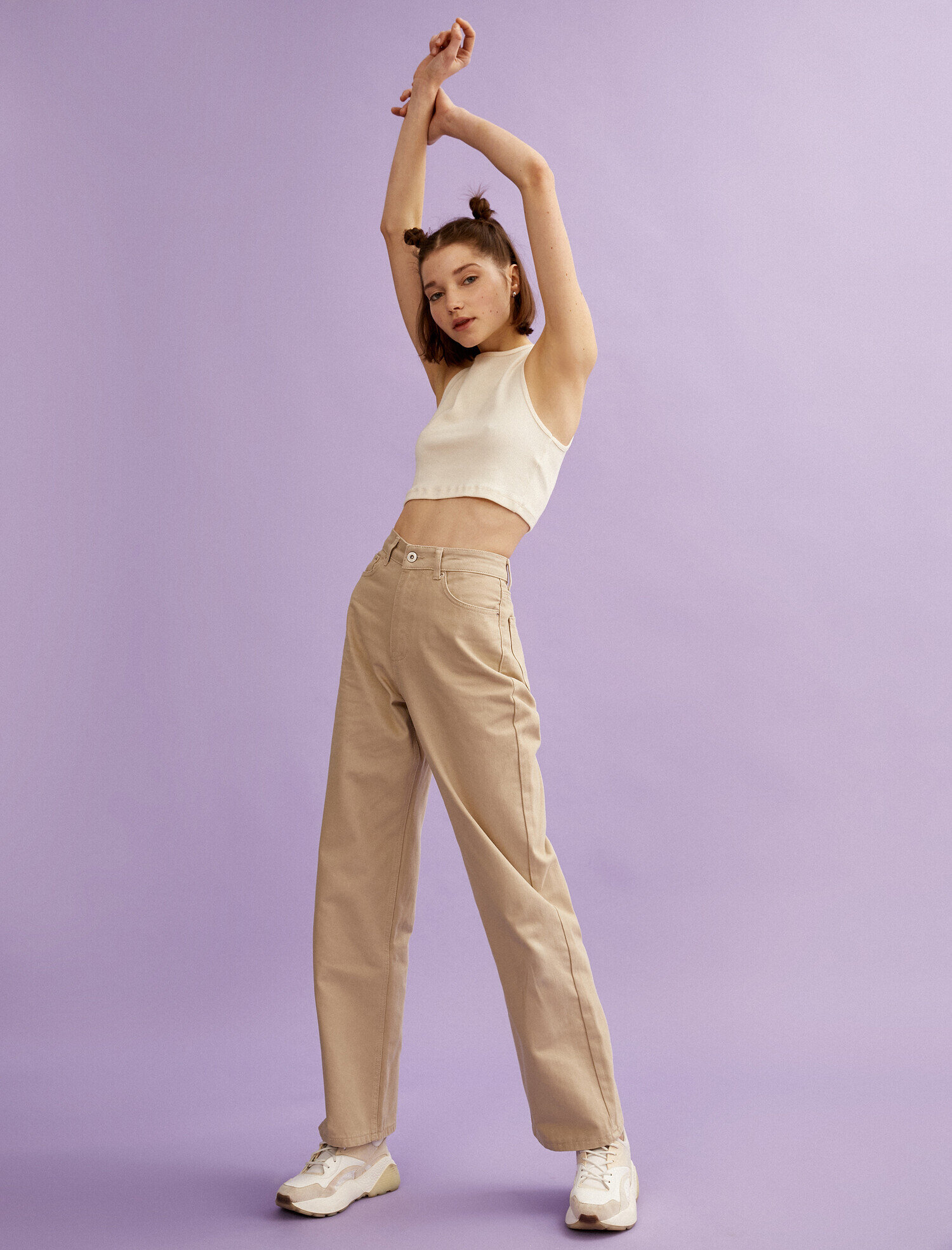   Geniş Paça Jean Pantolon Pamuklu