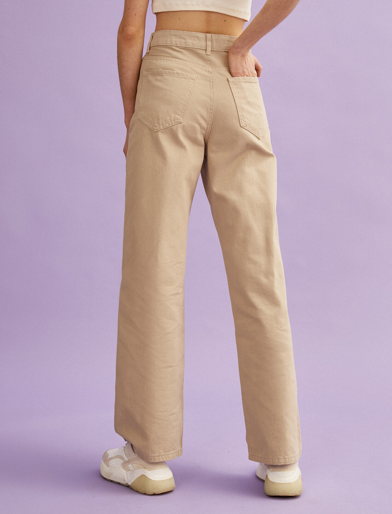   Geniş Paça Jean Pantolon Pamuklu