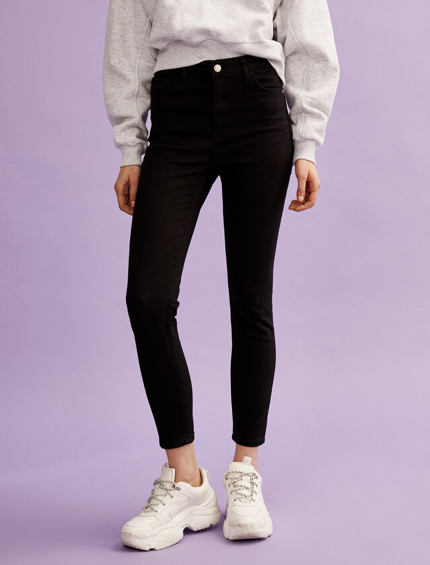   Pamuklu Skinny Yüksek Bel Dar Kesim Dar Paça Pantolon