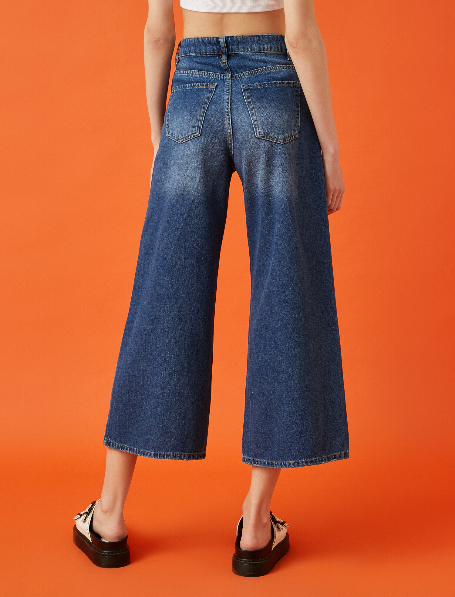   Bianca Jean Yüksek Bel Rahat Kesim Genis Paça Pantolon Culotte