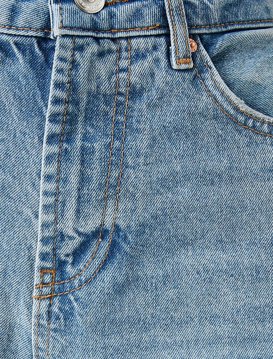   Yüksek Bel Yırtık Normal Kesim Düz Paça Kot Straight Jean Pantolon - Eve Jean