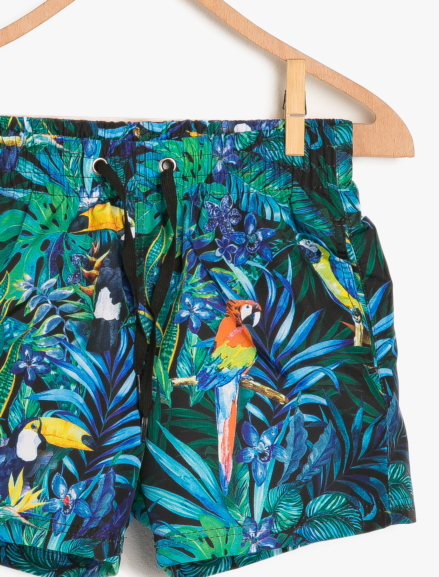  Erkek Çocuk Deniz Şortu Beli Bağlamalı Tropik Desenli