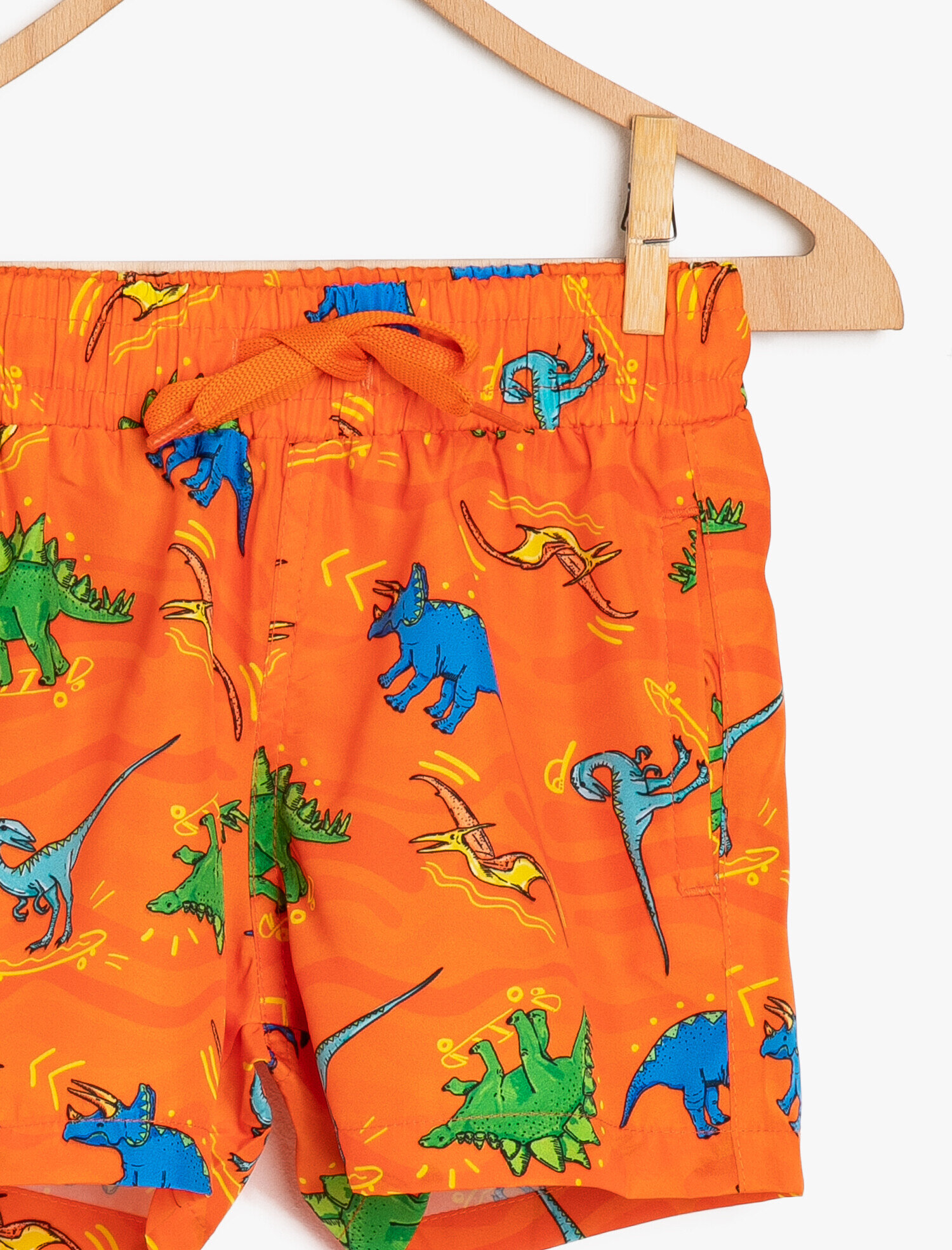  Erkek Çocuk Deniz Şortu Cepli Beli Bağlamalı Dinozor Baskılı
