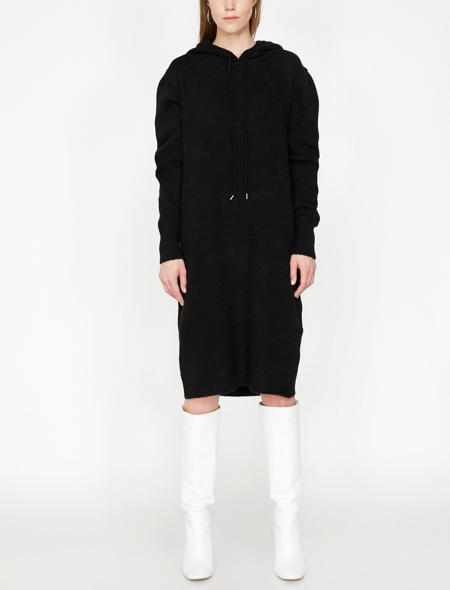   Kapüşonlu Triko Elbise