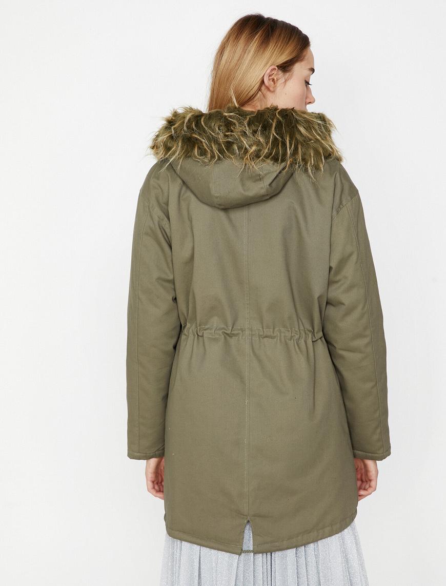   Suni Kürk Kapüşonlu Parka
