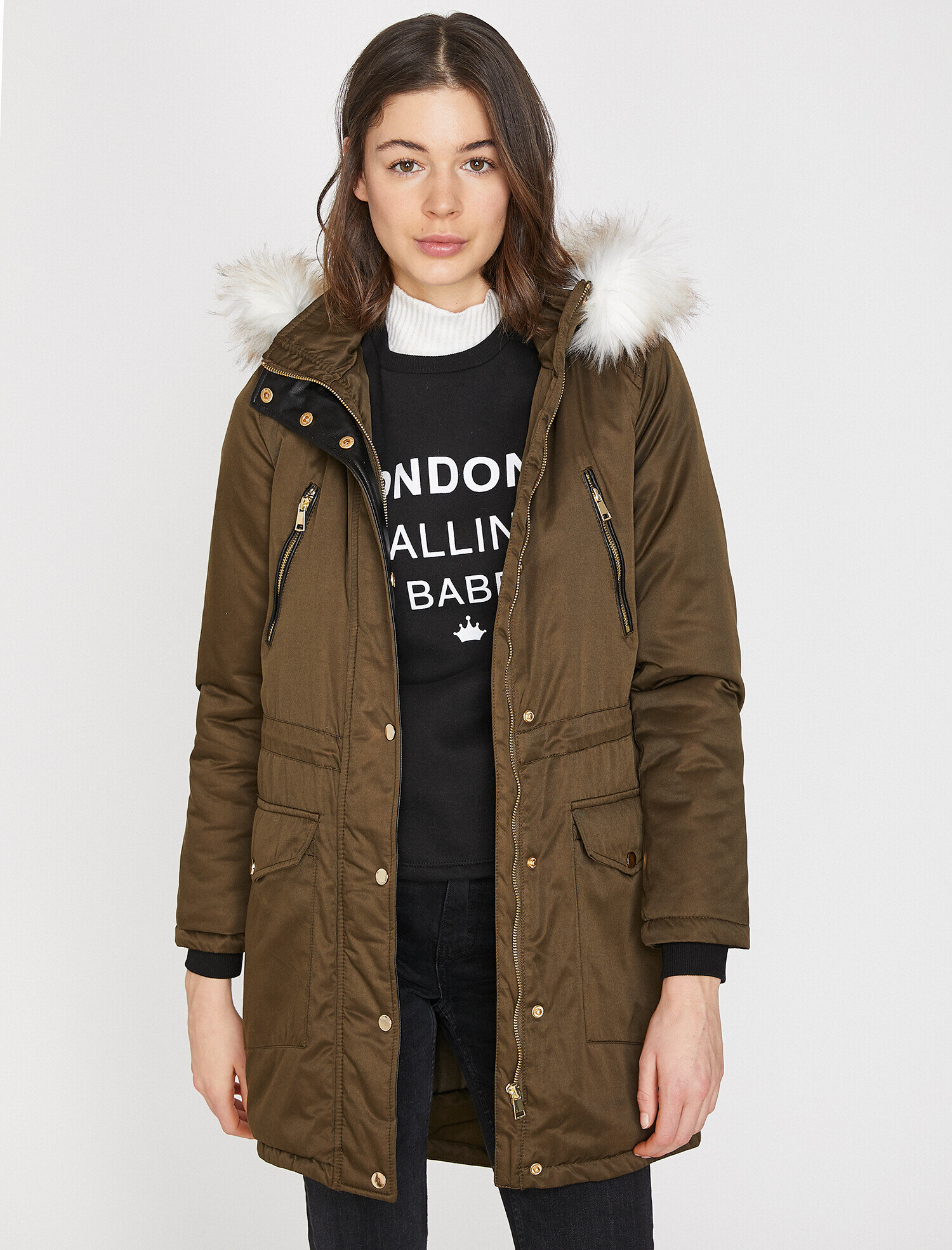   Suni Kürk Detaylı Parka