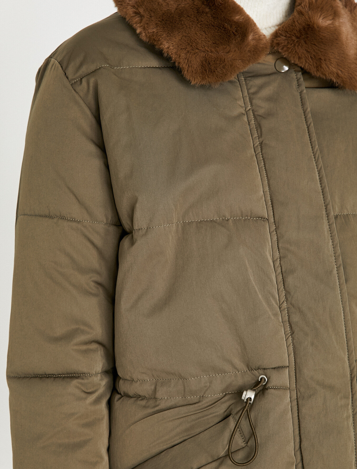 Suni Kürk Detaylı Şişme Mont