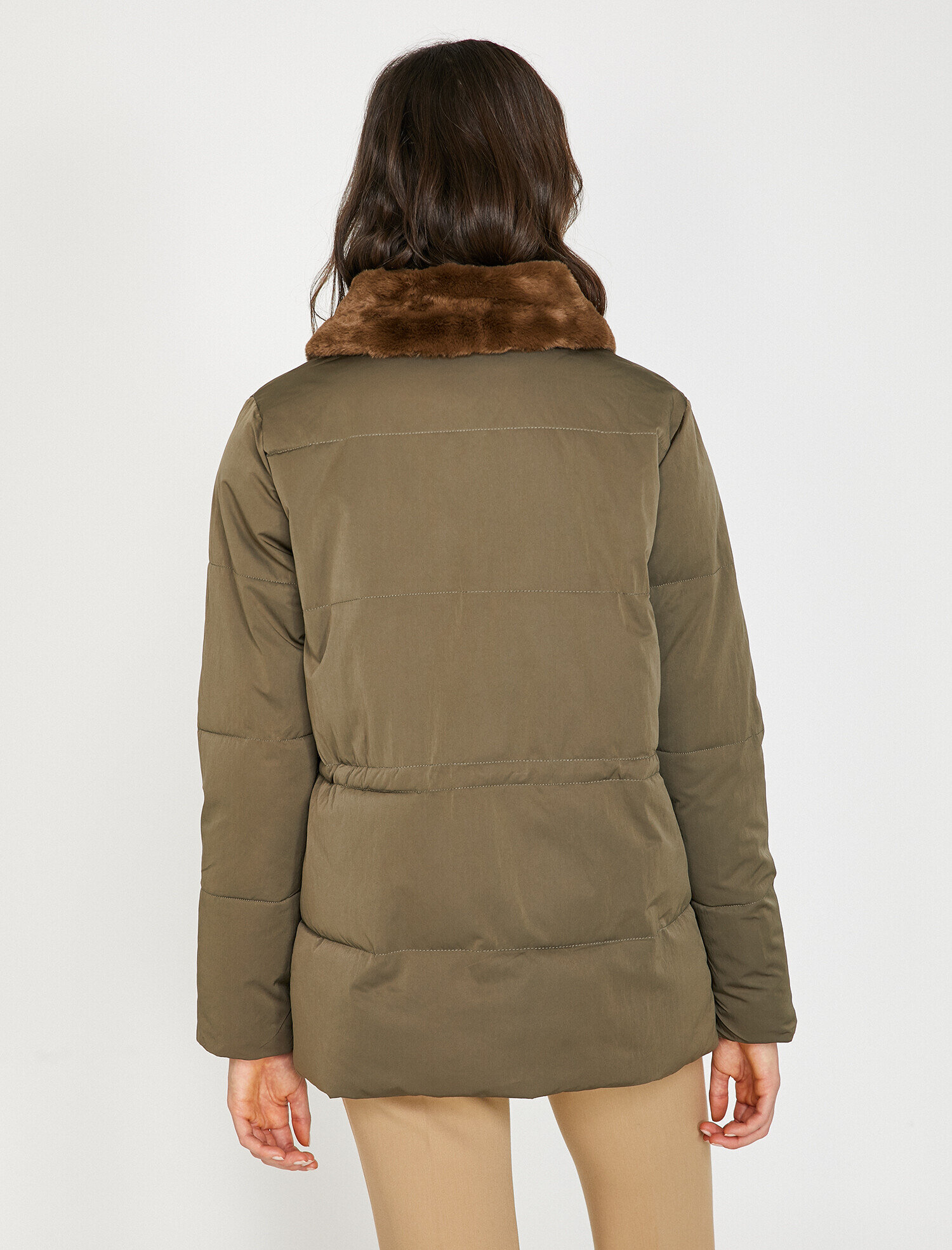 Suni Kürk Detaylı Şişme Mont