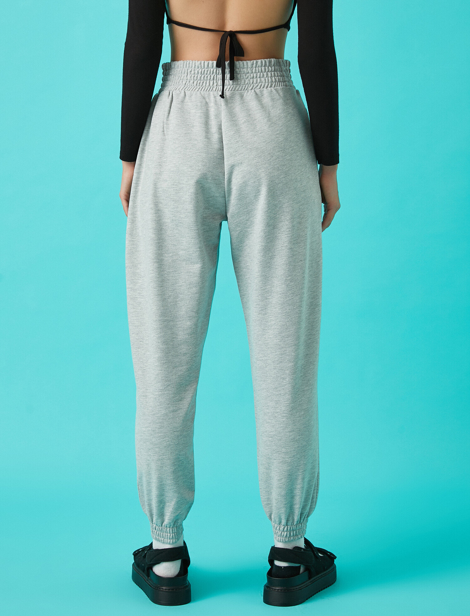   Yüksek Bel Jogger Eşofman Altı Baskılı