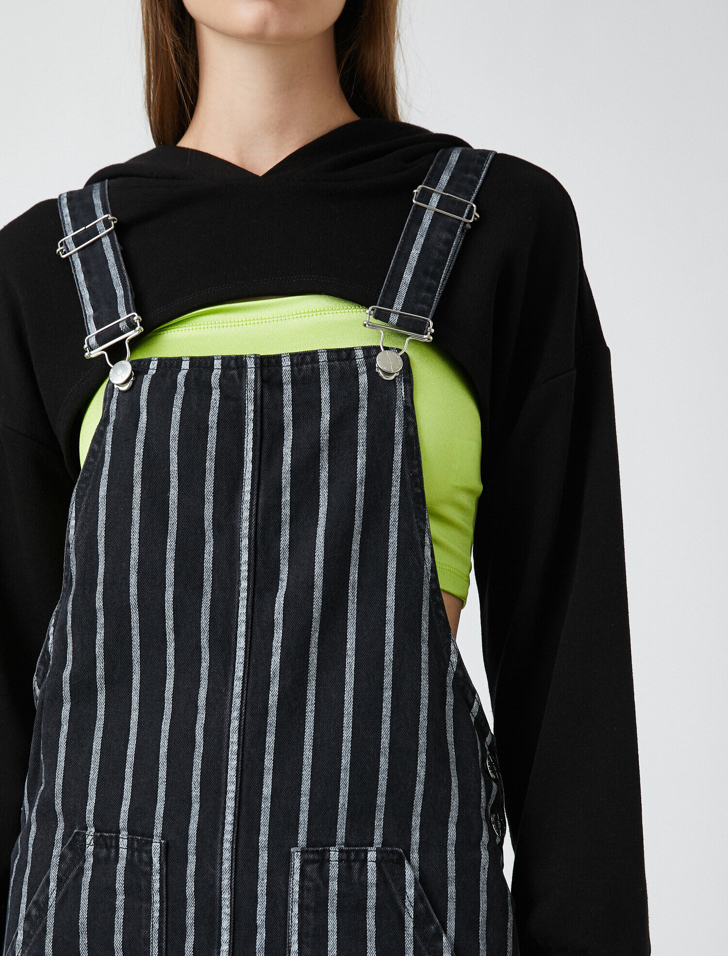   Çizgili Jean Elbise