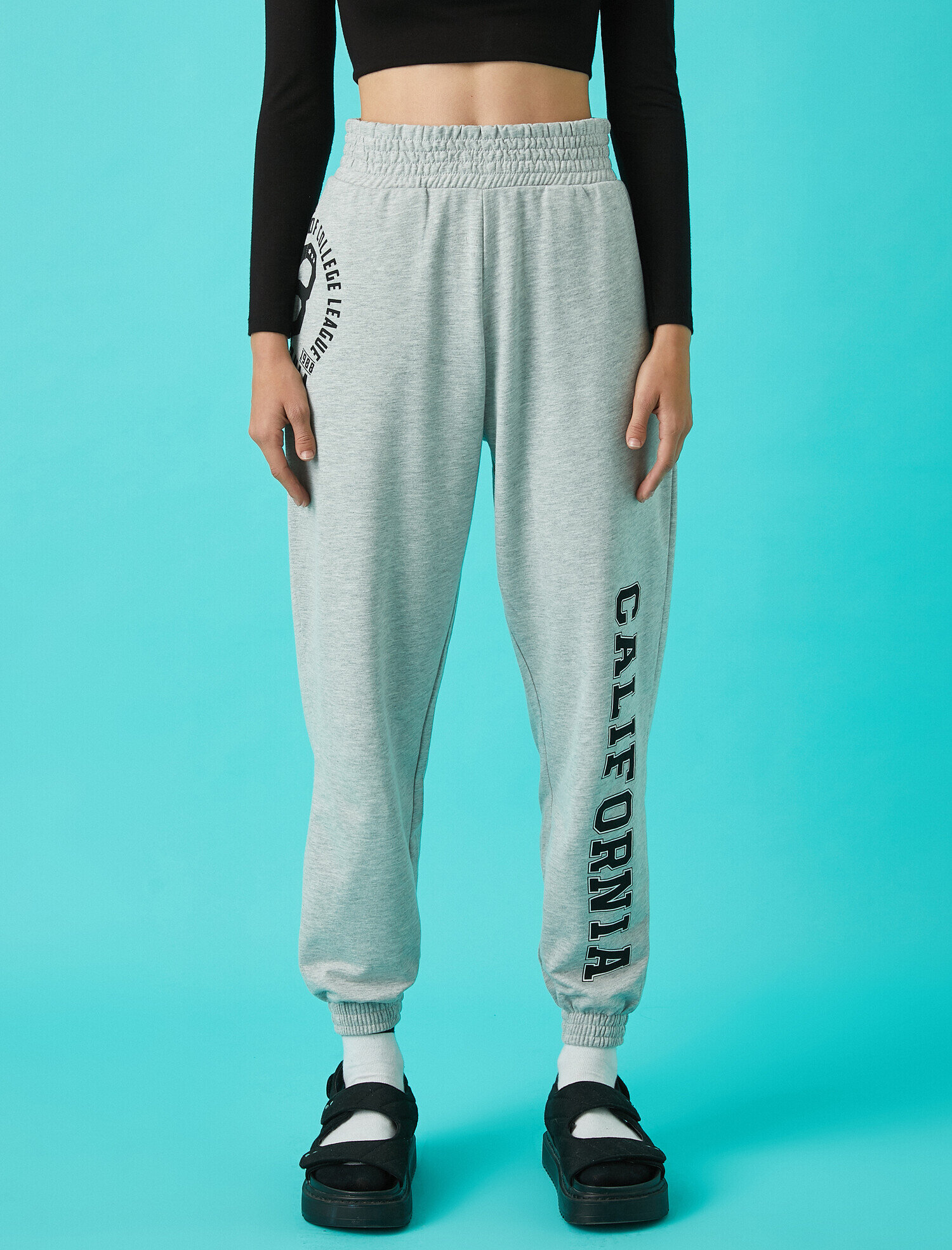   Yüksek Bel Jogger Eşofman Altı Baskılı